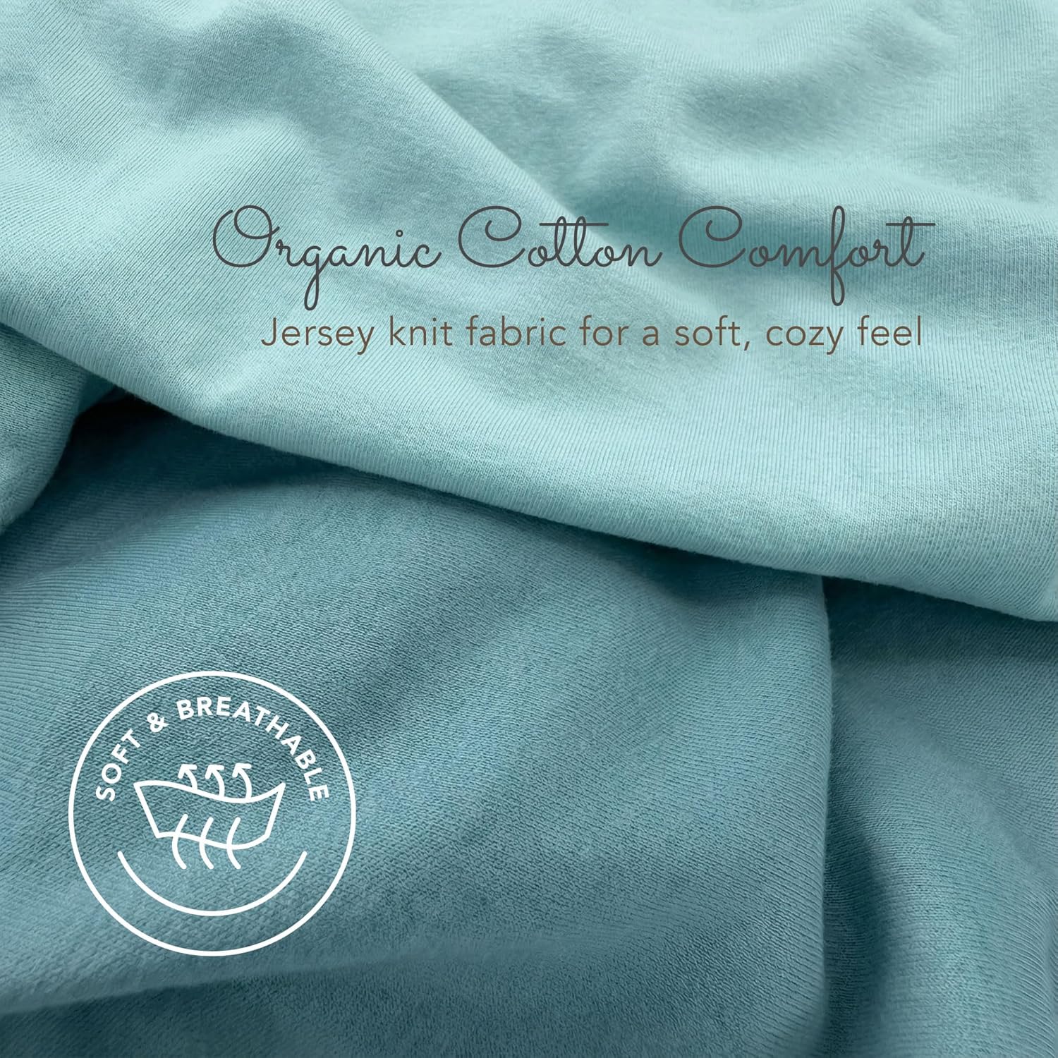 Guava Lotus Travel Crib Sheets (Set of 2) – 100% Organic Cotton Fitted Sheets for Baby Play Yard & Mini Crib Mattress – Super Soft Jersey Knit – Snug Fit & Washable (Blue Tones)