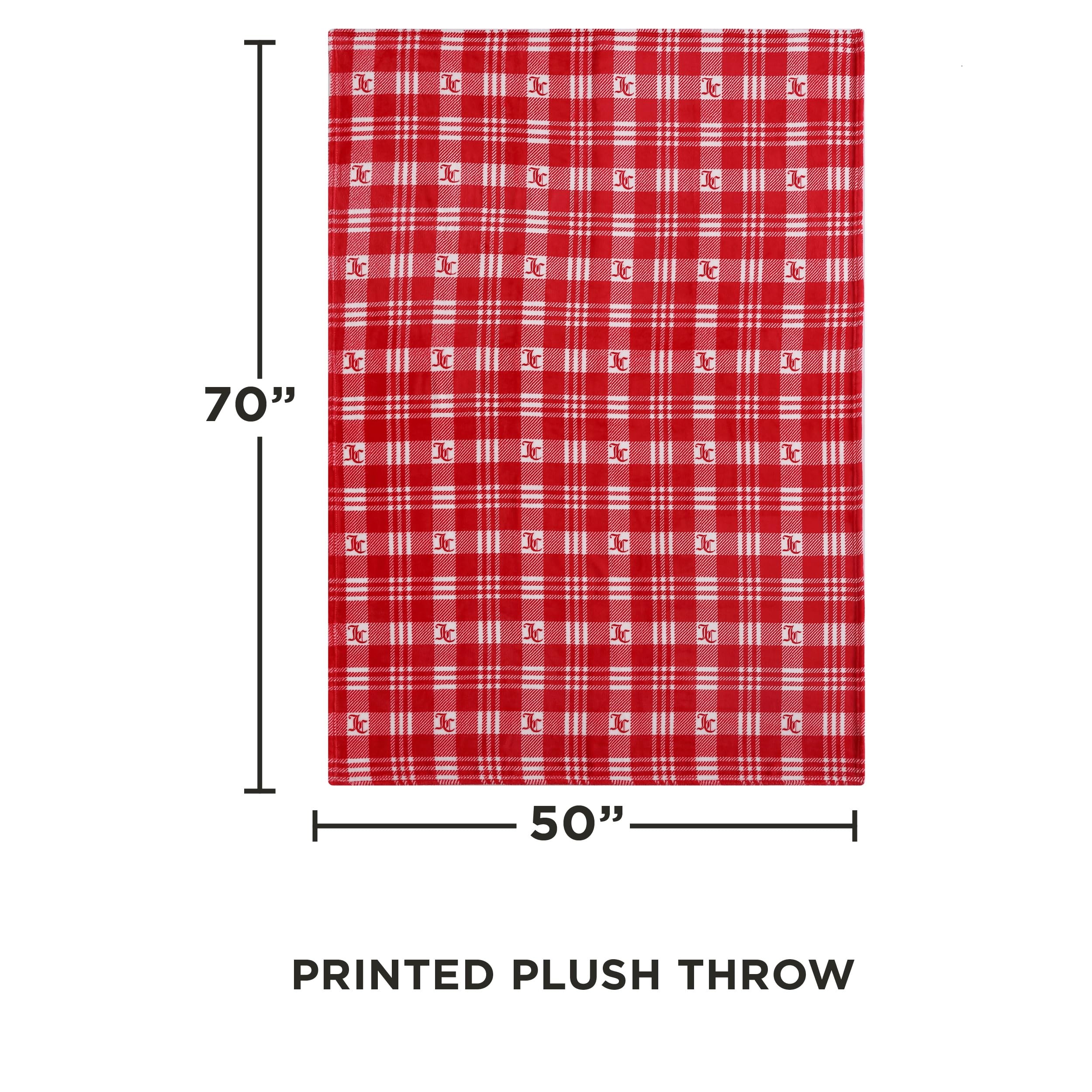 Juicy Couture – Throw Blanket | Juicy Emblem | Plush and Cozy | Decorative Blankets for Sofas, Chairs and Beds| Luxurious and Soft | Chic Home Décor | Measures 50” x 70” | Pink/Black/White: Red Plaid 50"x70"