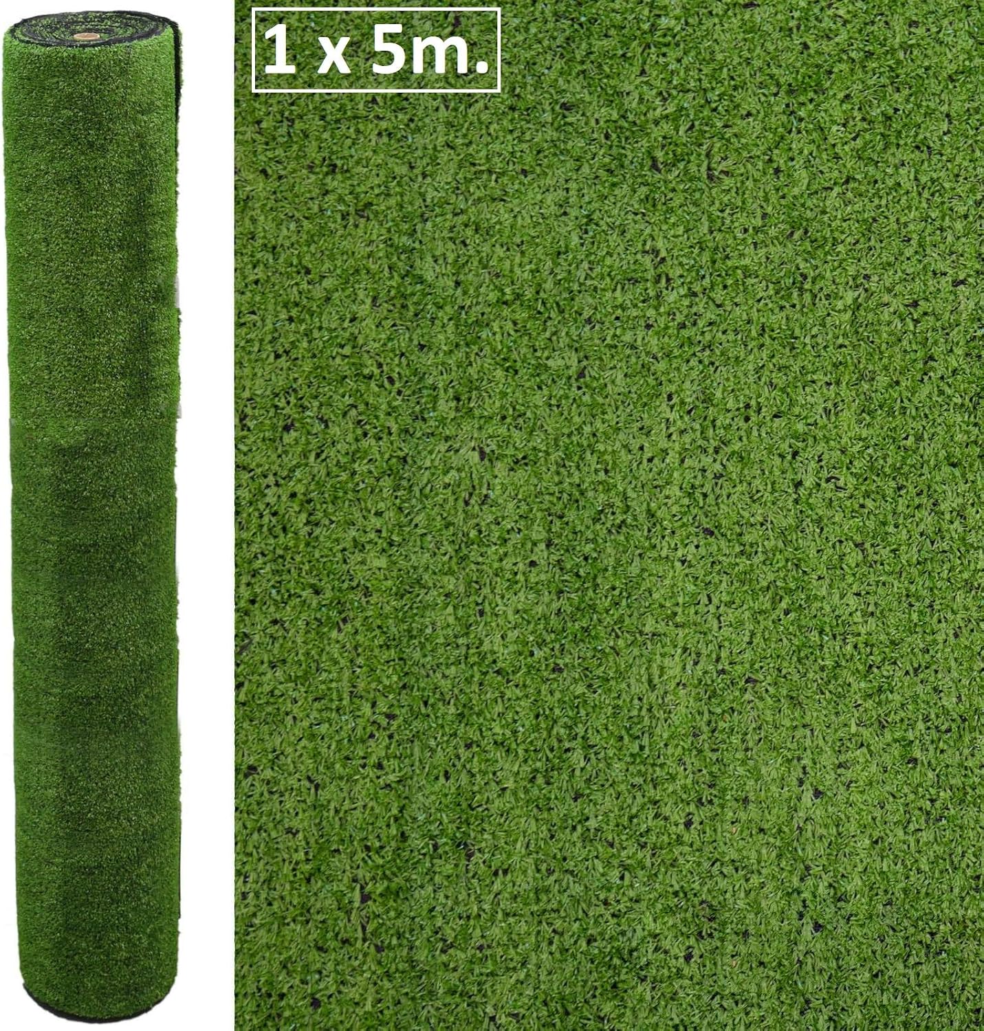 Cesped artificiel de qualité supérieure. Hauteur : 7 mm. Rouleau de 1 x 5 m pour terrasse, jardin, clôture, piscine, chien, etc. (1 x 5) — vue 3