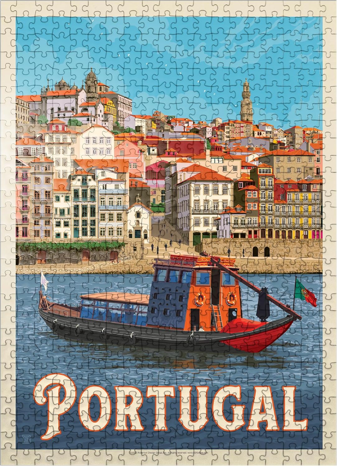 MyPuzzle Portugal: Porto District, Vintage Poster - Premium 500 Piece Jigsaw Puzzle for Adults