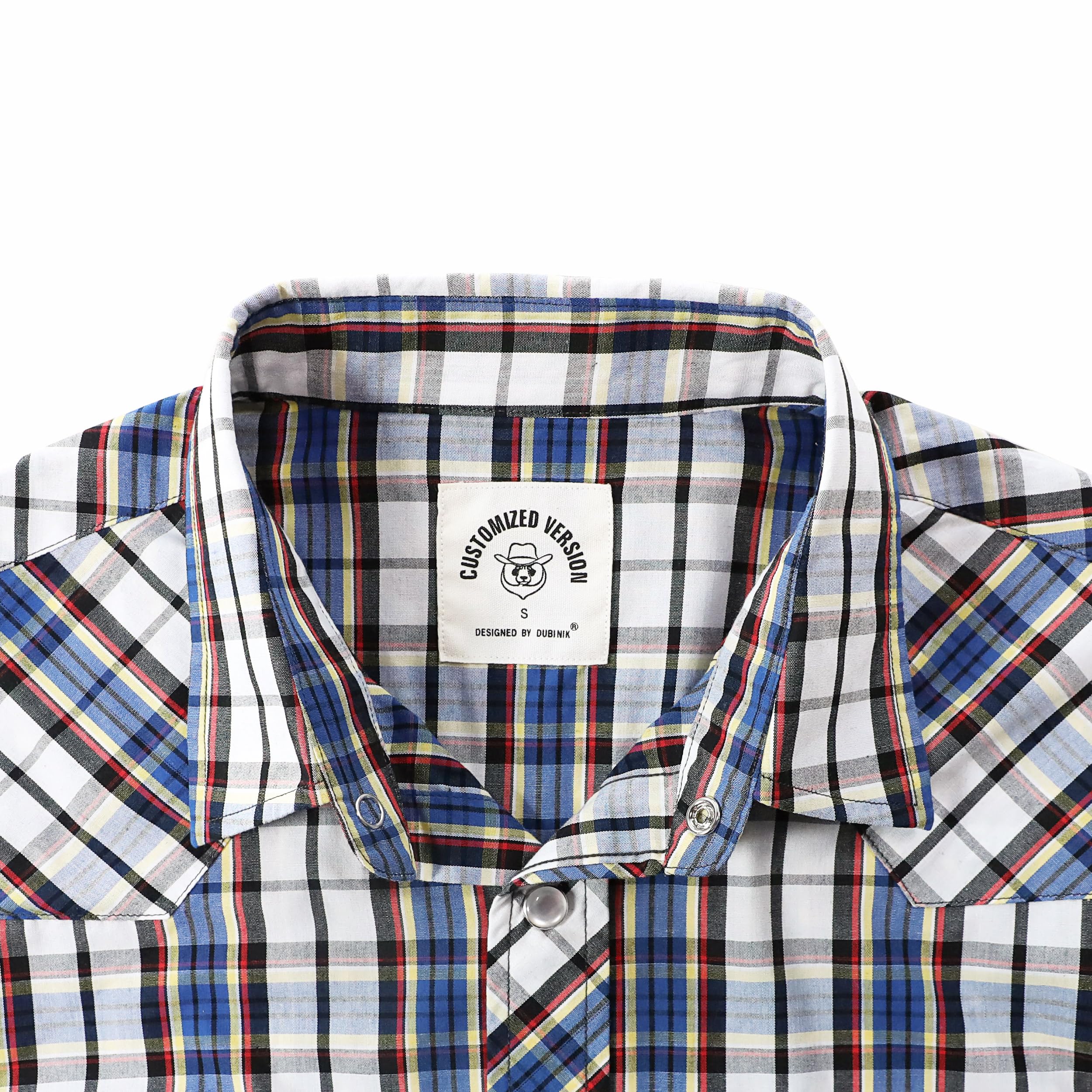 Dubinik® Camicia Uomo Quadri Bottoni Vintage Casual Camicia con Bottoni Automatici Western Camicia Cowboy Uomo Regular Fit