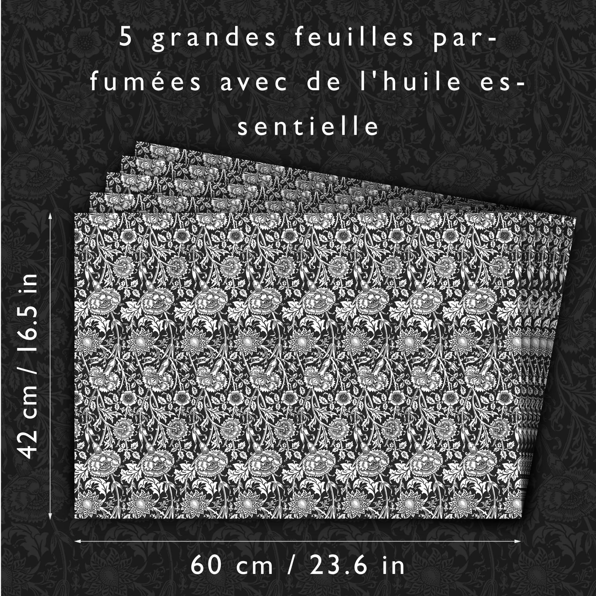 The Master Herbalist Doublures de Tiroir Parfumées William Morris Bois de Santal Noir Paquet de 5 Feuilles