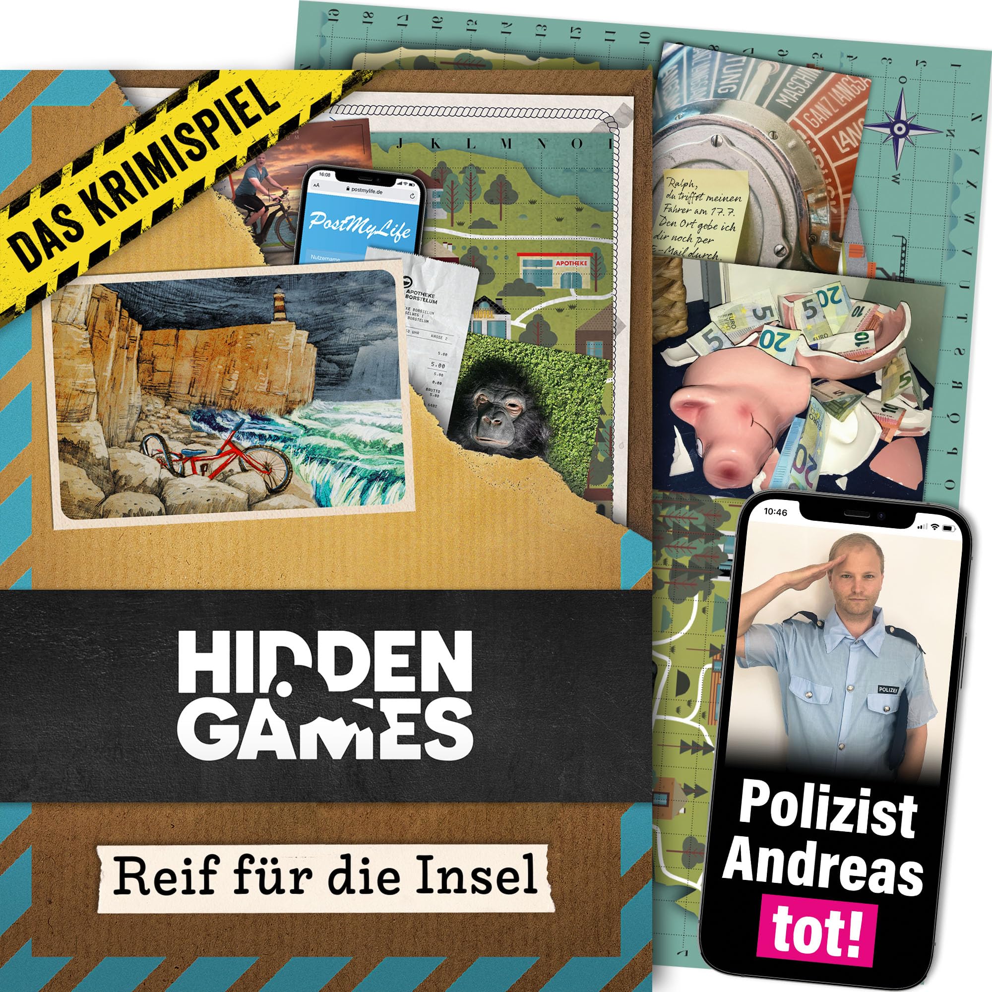 Hidden Games Tatort – Reif für die Insel – Krimispiel für Erwachsene – Krimigame – spannendes Detektivspiel – Escape Room Spiel – Tatortspiel – Mordfall lösen