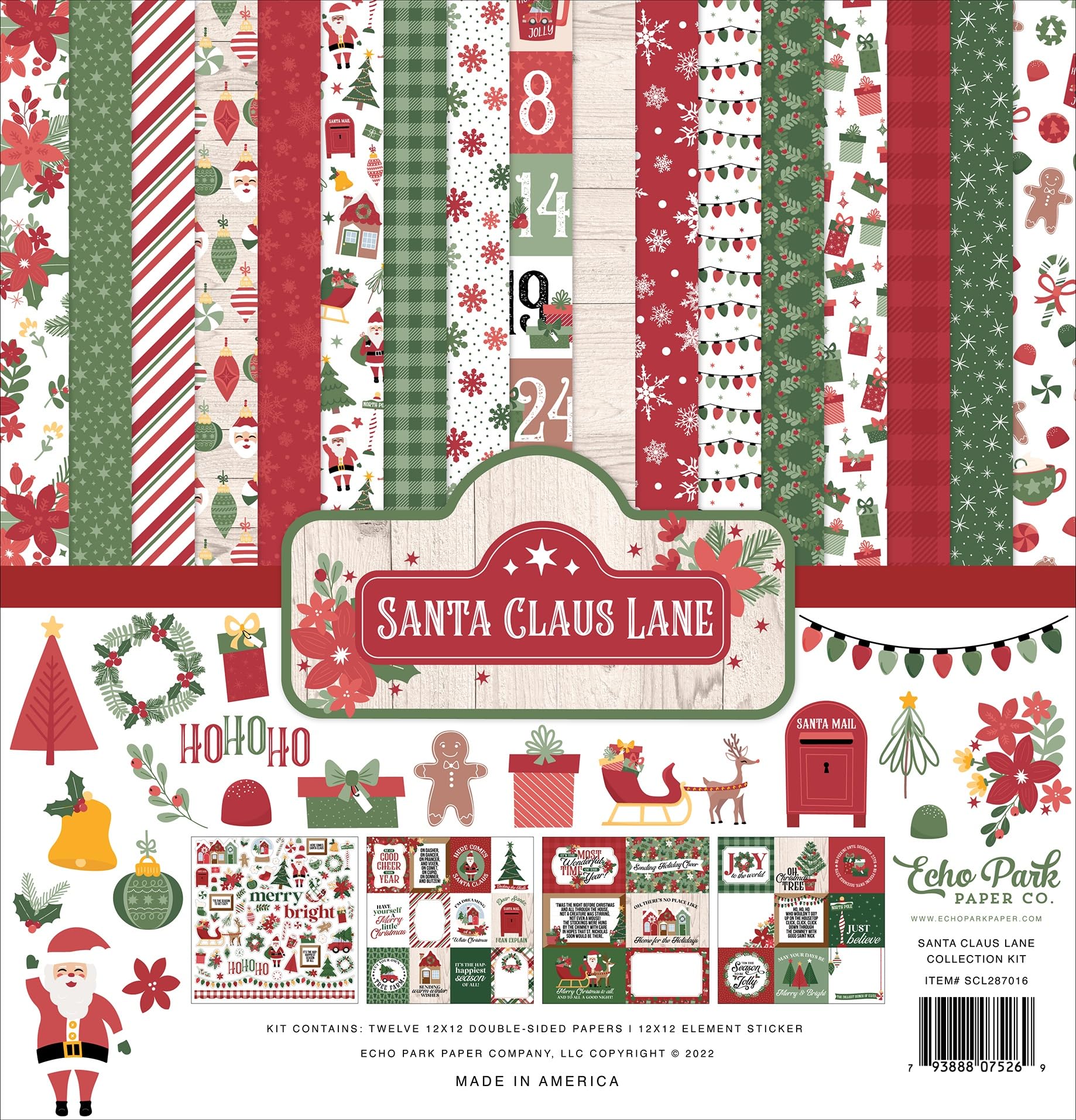 Echo Park Paper Santa Claus Lane Company Collection Kit, Multicolor
