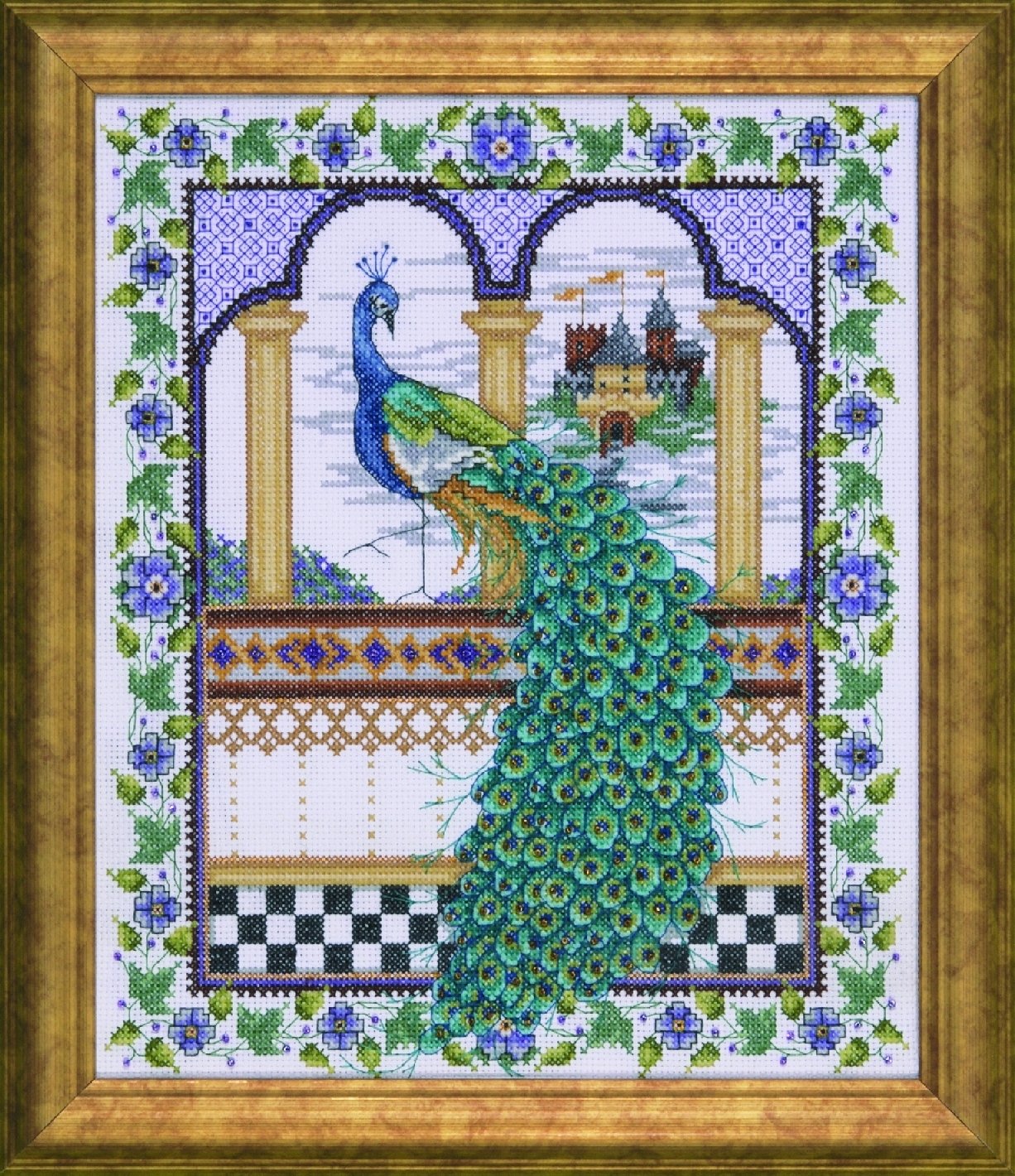Design Works Crafts Counted Cross Stitch, Peacock, 10 by 12 inches,Gold,White