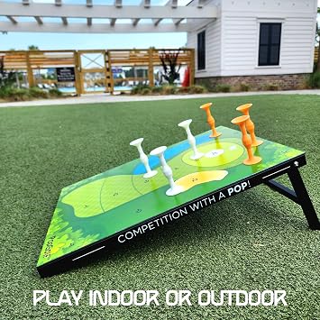 PopGolf Board Edition Set - Backyard, Indoor and Outdoor Game | Popdarts, Cornhole Alternative, Includes All-Weather Board, Exclusive Darts, Travel Case, Score Keeper