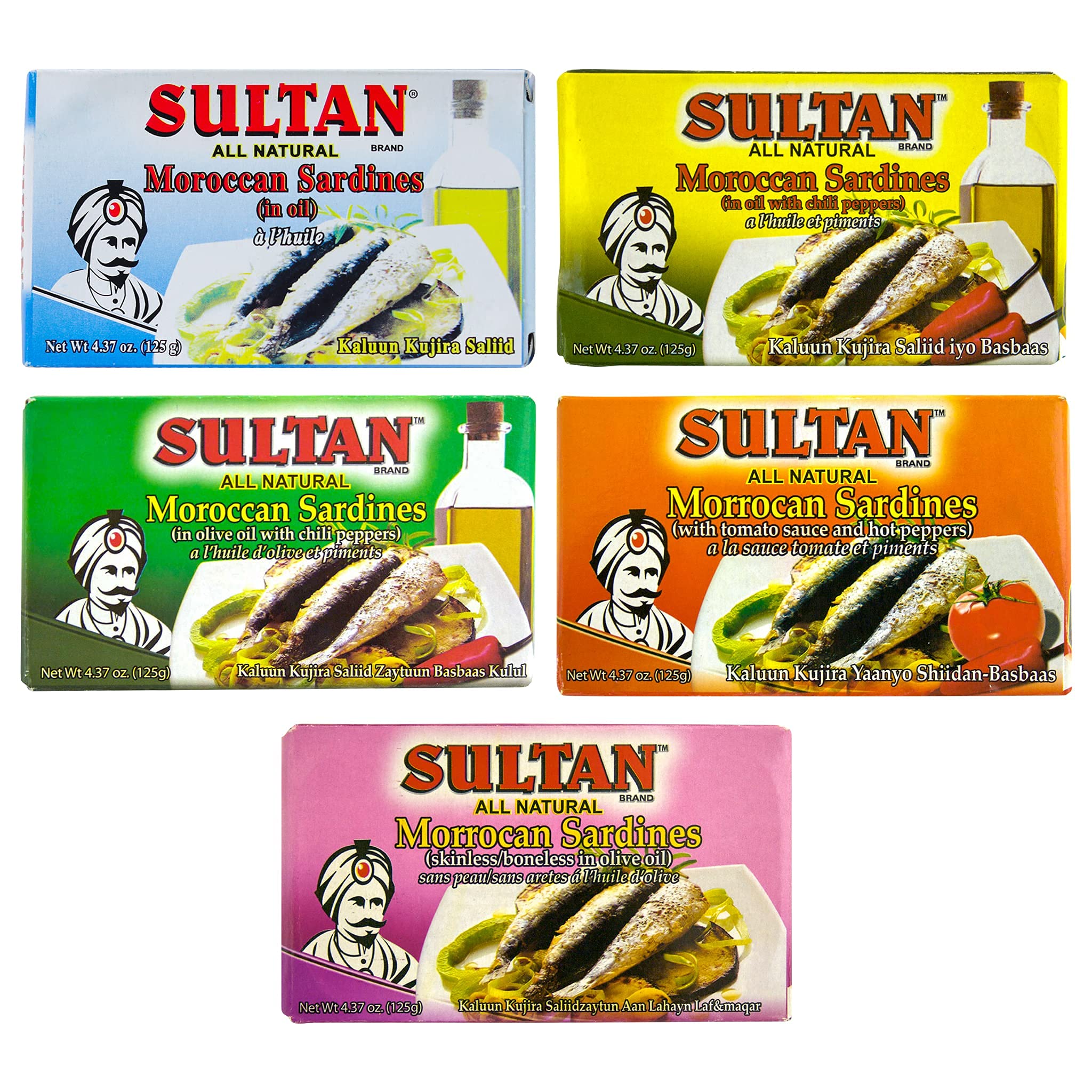 Sultan Moroccan Sardines Variety Pack, 100 AllNatural, High Protein