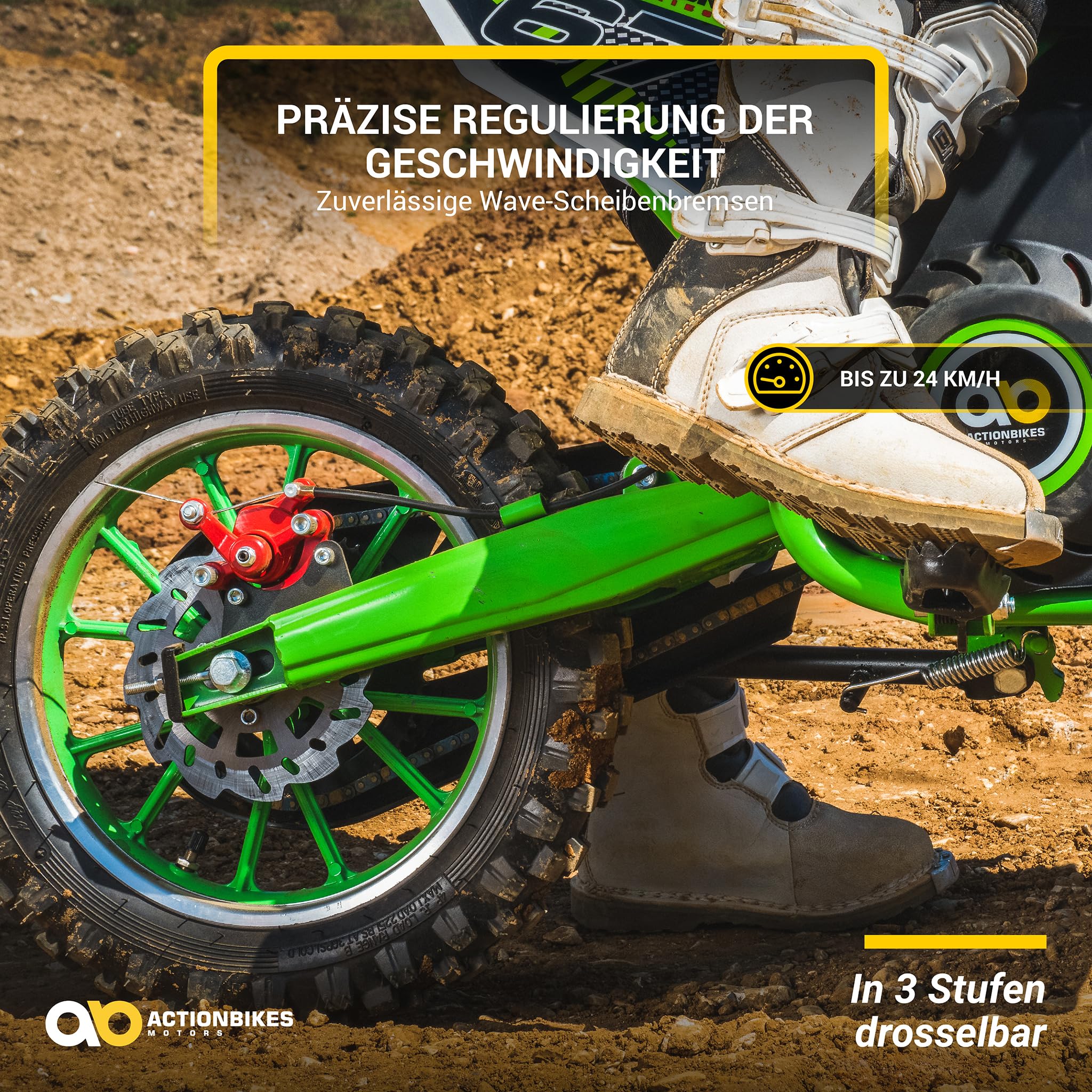 Actionbikes Motors Kinder Elektro Crossbike Viper | 𝟭𝟬𝟬𝟬 Watt Motor bis 𝟐𝟒 km/h - Motorrad - Pocket Bike - Dirt Bike - Pocketbike - Motorsport - Dirtbike - Cross - Enduro ab 8 Jahren (Grün)
