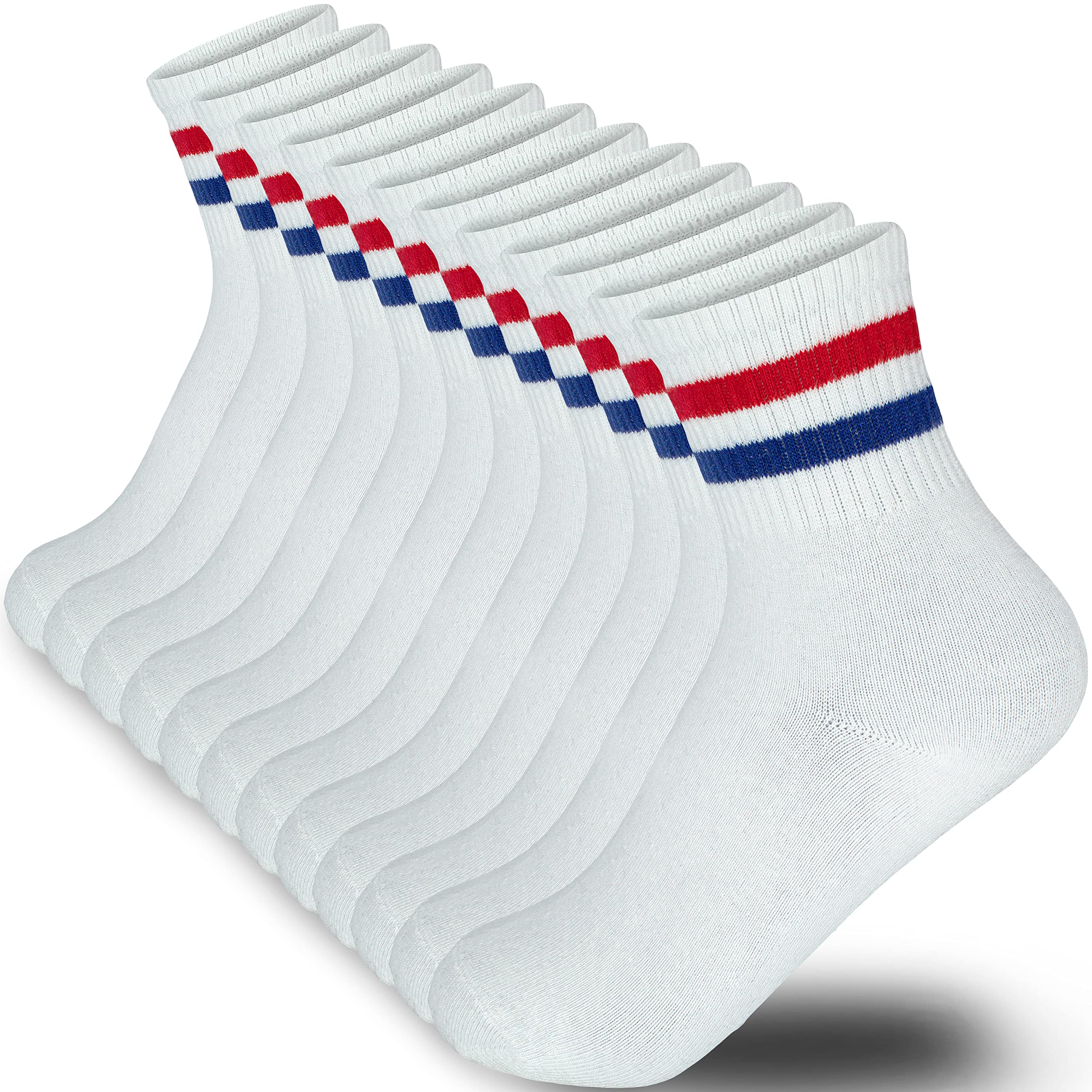 Cotton Stripe Ankle Thin Socks Women & Men 6 Pairs