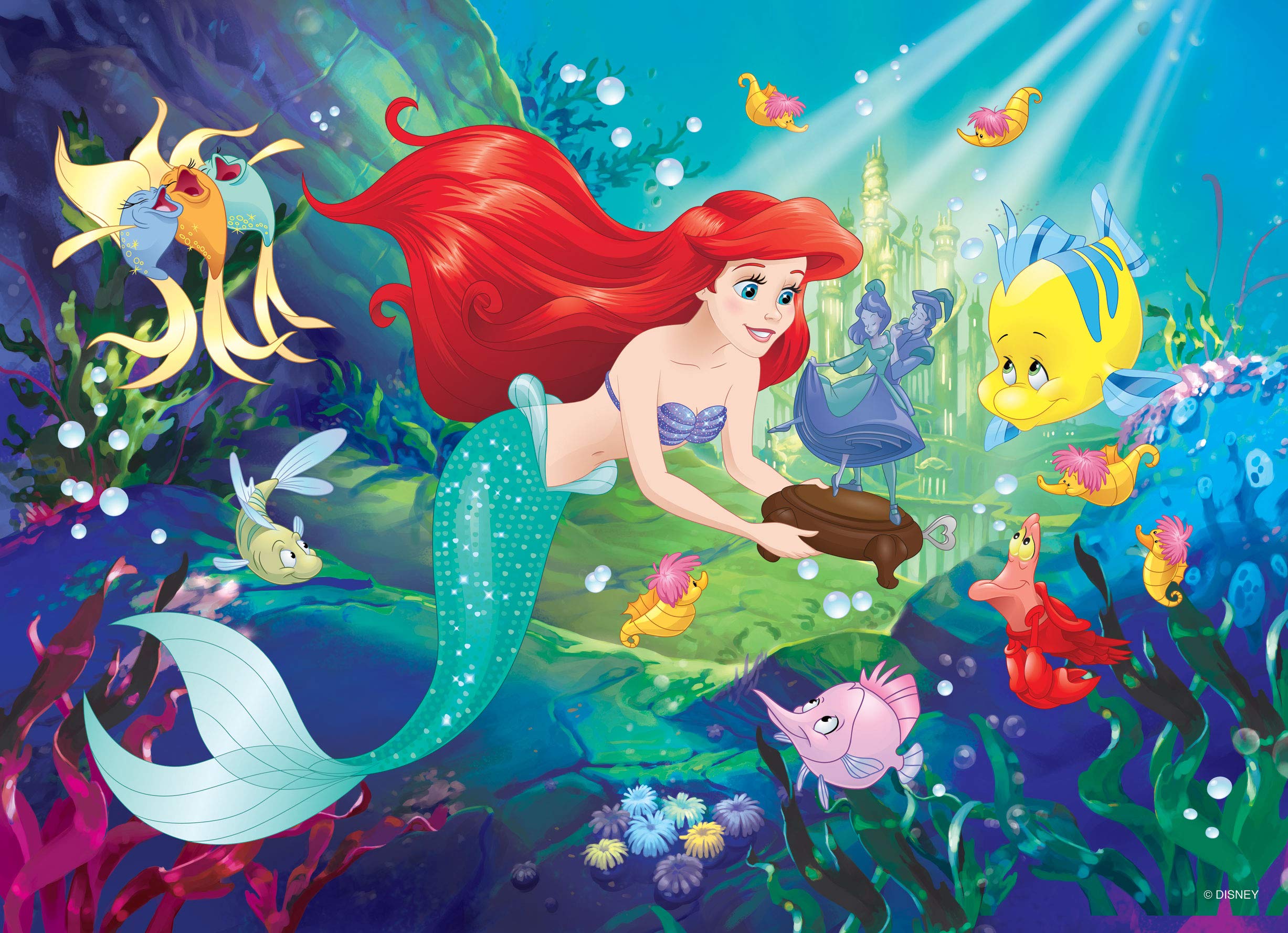 Liscianigiochi Puzzle para niños 2 en 1, Doble cara con reverso para colorear, Disney La Sirenita, Multicolor, 60 piezas