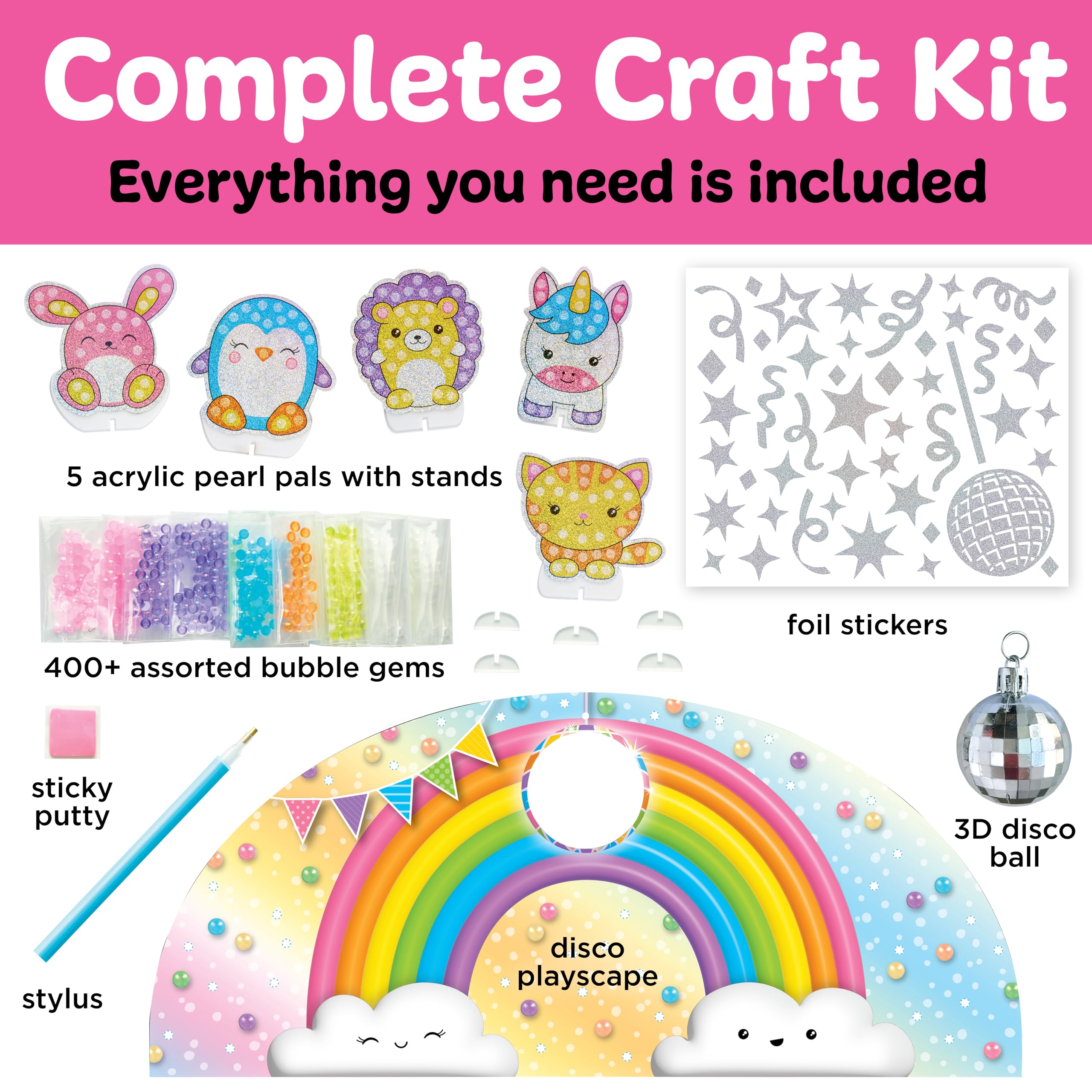 Creativity for Kids Bubble Gem Art: amigos de perlas, kits de manualidades para fiestas de discoteca, artes y manualidades para niños de 6 a 8 años, juguetes para niños y regalos de unicornio para