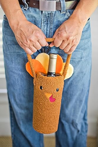 Miniatura 4 de Pearhead Bolsa de regalo de botella de vino de pavo sherpa, ideas para cenas de Acción de Gracias, divertidas ideas de inauguración de la casa de