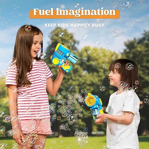 Miniatura 8 de Sloosh Paquete de 2 pistolas de burbujas con solución de recarga de burbujas, más de 5000 burbujas por minuto, inastillable, a prueba de fugas,