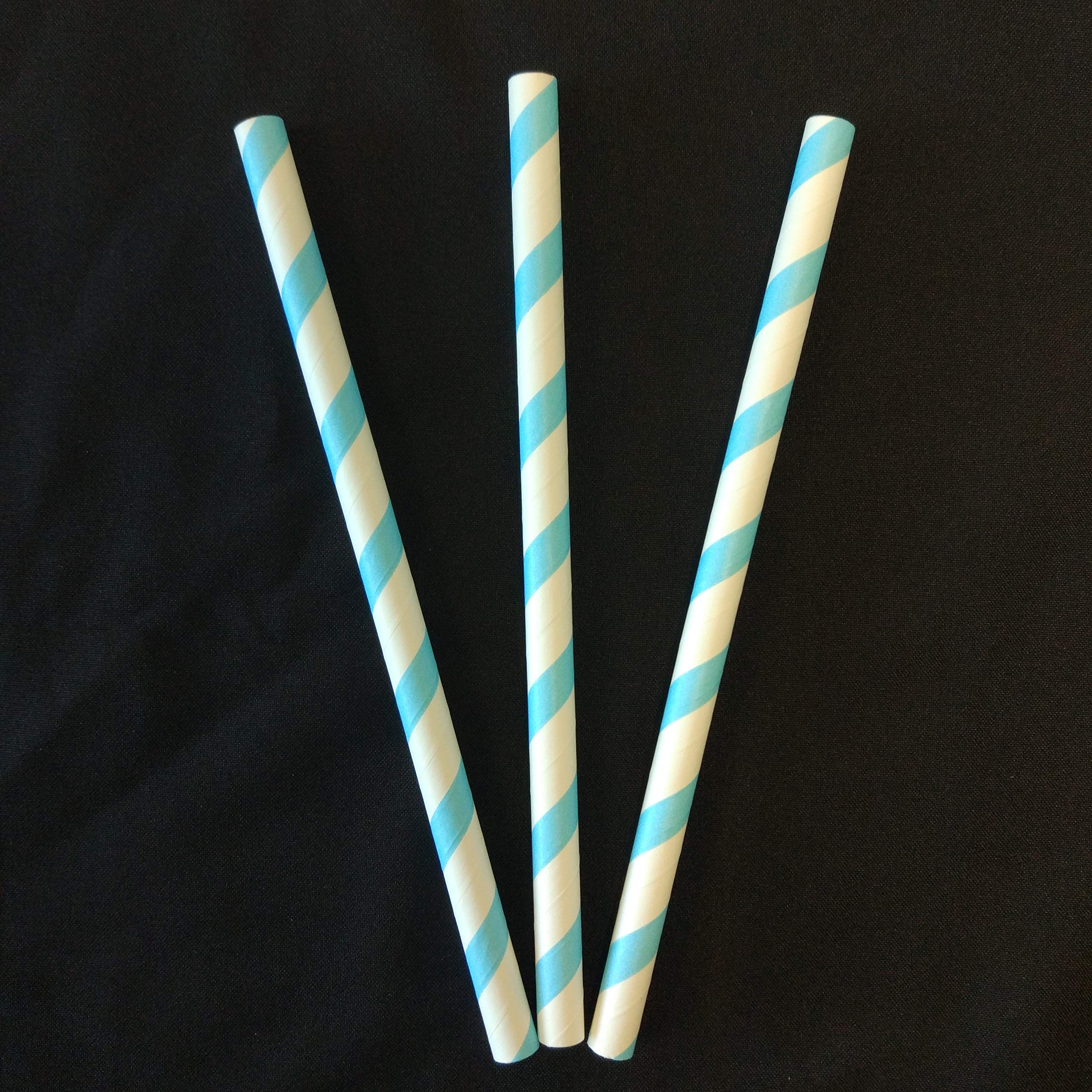 10mm Wide Jumbo Paper Straws for Milkshakes Smoothies Parties Drinks and Events (Blue Candy Stripe, 500)