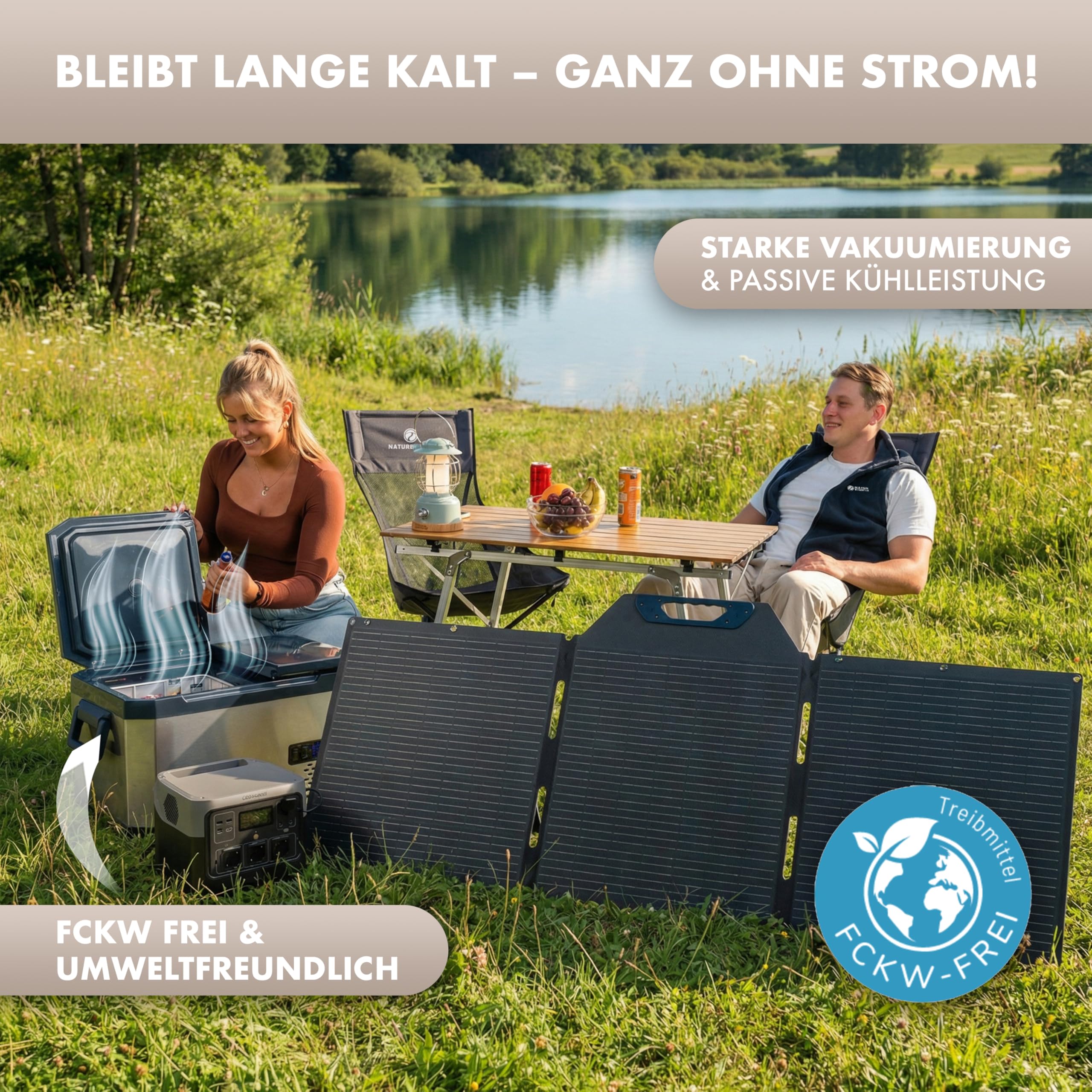 NATURBUMMLER Kompressor Kühlbox mit Vakuum-Isolierung [VAC-CORE] Reisekühlschrank 12V 230V mit Dual-Zone bis -20°C (App-Steuerung) Kühlbox Camping Mobile Gefrierbox Outdoor Kühltruhe