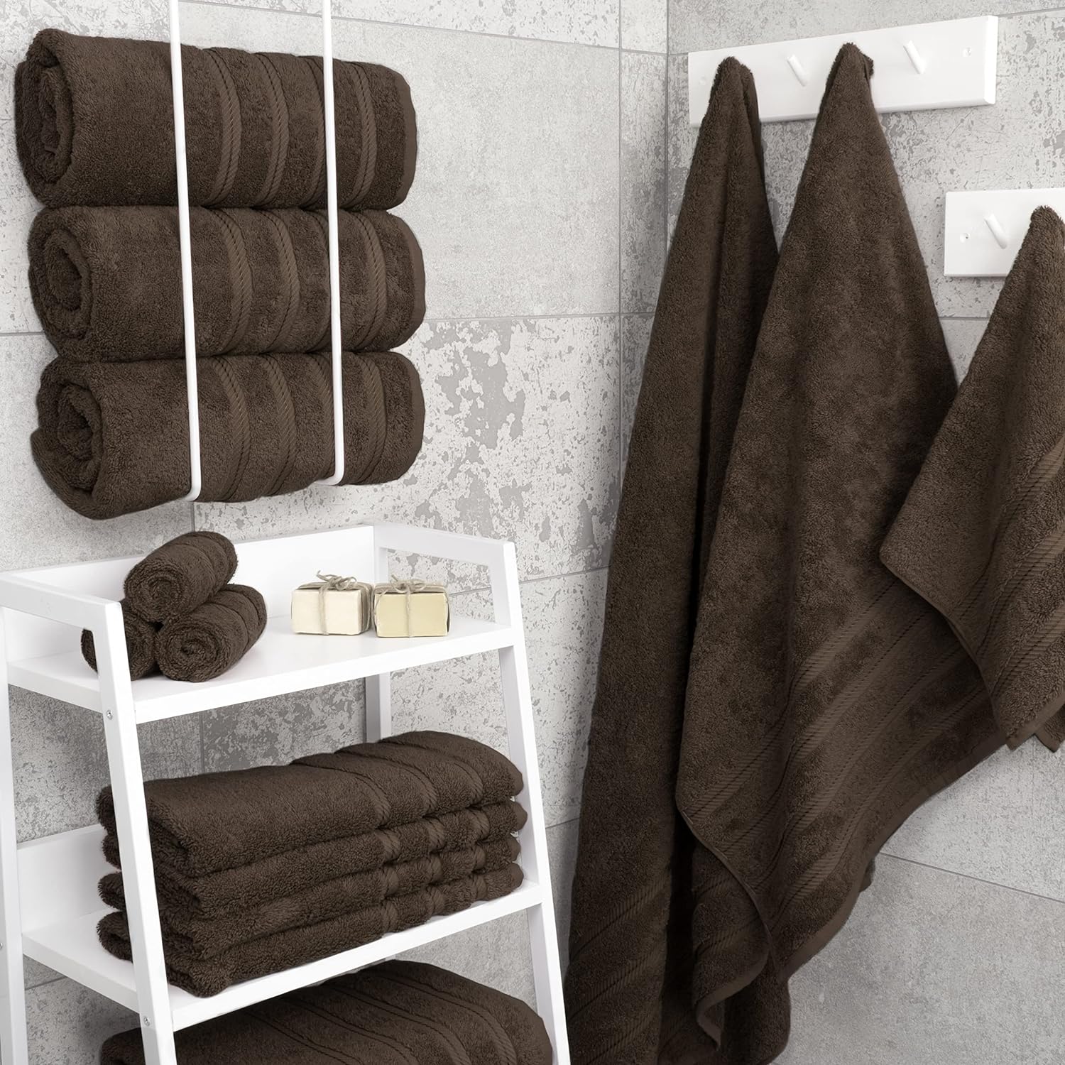 American Soft Linen Luxury 4 Piece Bath Towels, 600 GSM 100% Cotton Turkish Bath Towels for Bathroom, 27x54 in Extra Large Bathroom Shower Towels, Brown - Image 2