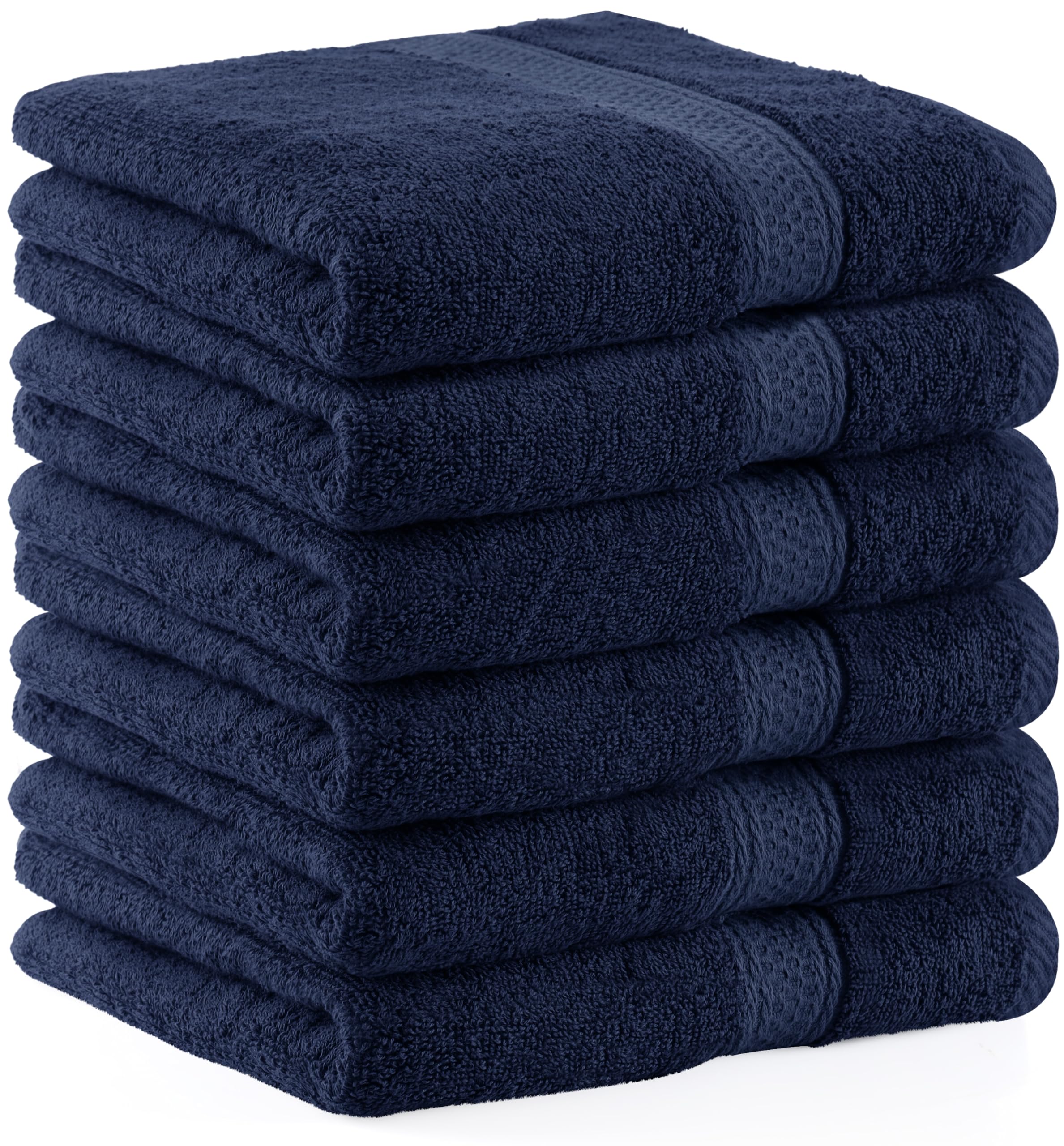 Utopia Towels - Set di 6 (50 x 100 cm), Asciugamani Mani, Asciugamani Per Le Mani, Altamente Assorbenti Con Gancio, 100% Cotone (Blue Marino)