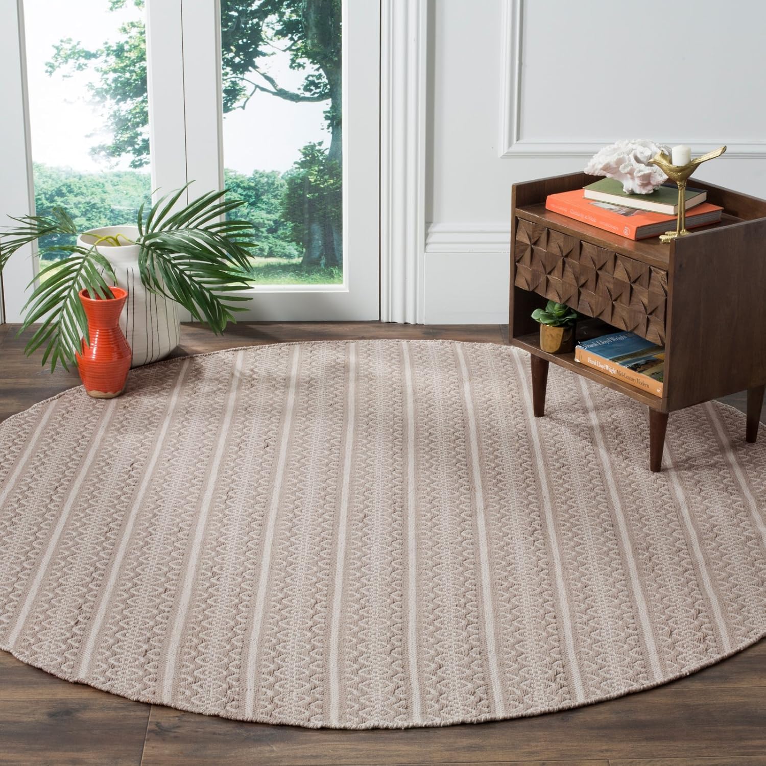 Ivory and Grey 6' x 9' Handwoven Cotton Area Rug