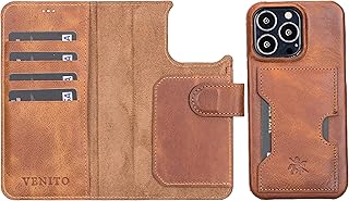Venito Florence Case Compatible with iPhone 14 Pro Wallet Case iPhone 14 Pro Leather Folio Case with RFID Blocking Magnetic Closure Detachable iPhone Wallet for iPhone 14 Pro (Antique Brown)