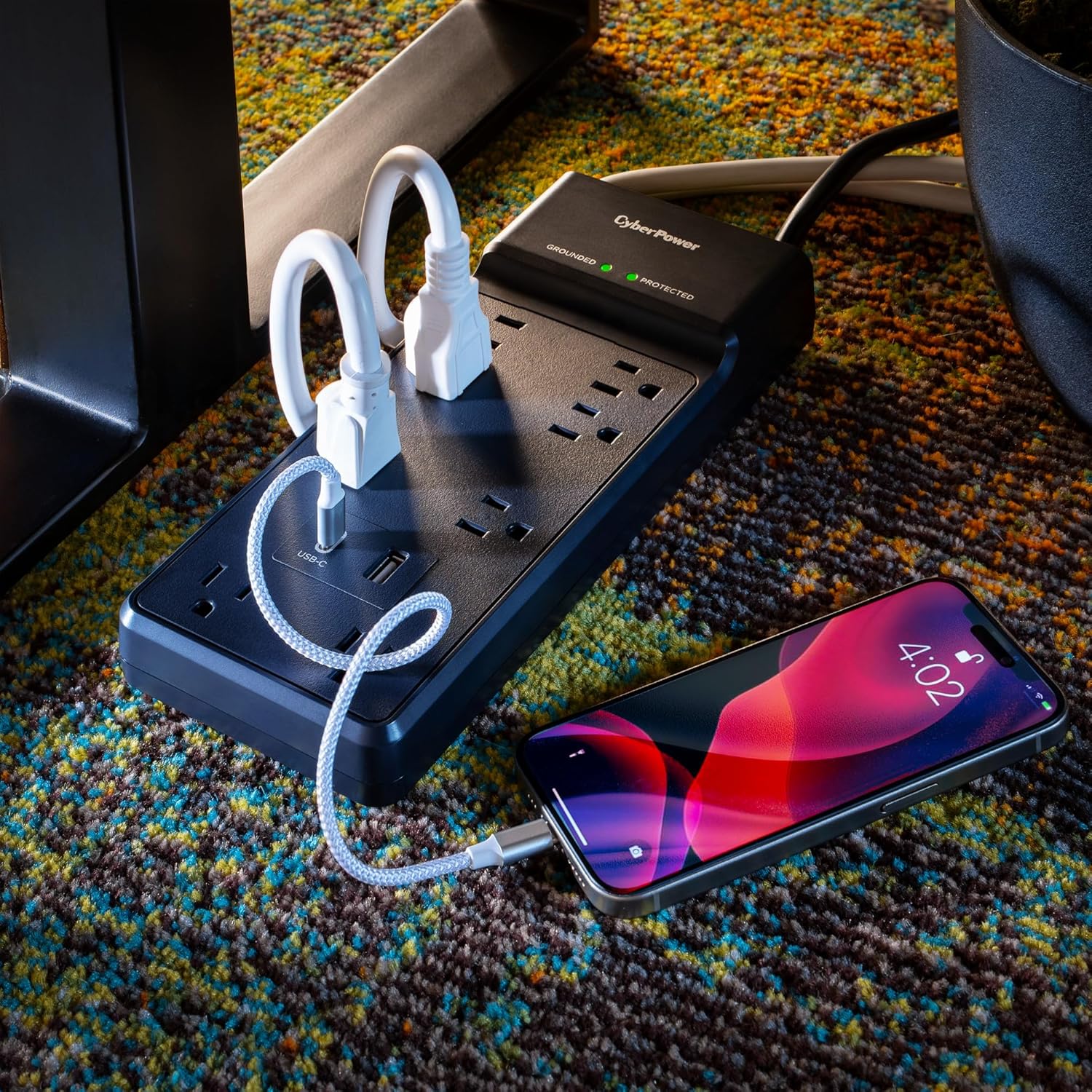 CyberPower CSP806UC18 Surge Protector, 2400J, 8 Outlets, 1 USB-A, 1 USB-C, 6 Foot Power Cord, Black, ETL