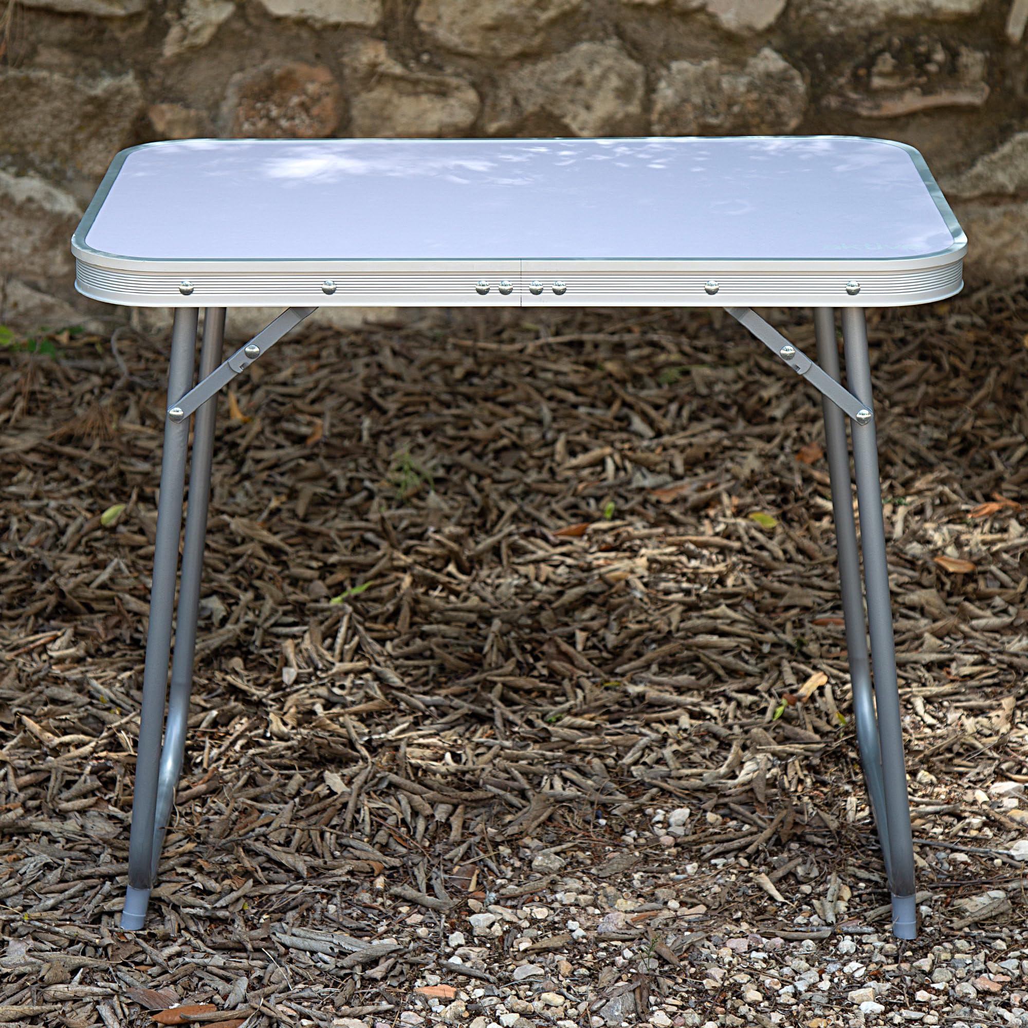 AKTIVE Tavolo da campeggio pieghevole, tavolo leggero, gambe pieghevoli, dimensioni 60x40x50 cm, legno MDF, struttura in acciaio, colore malva, maniglia per il trasporto, Campeggio