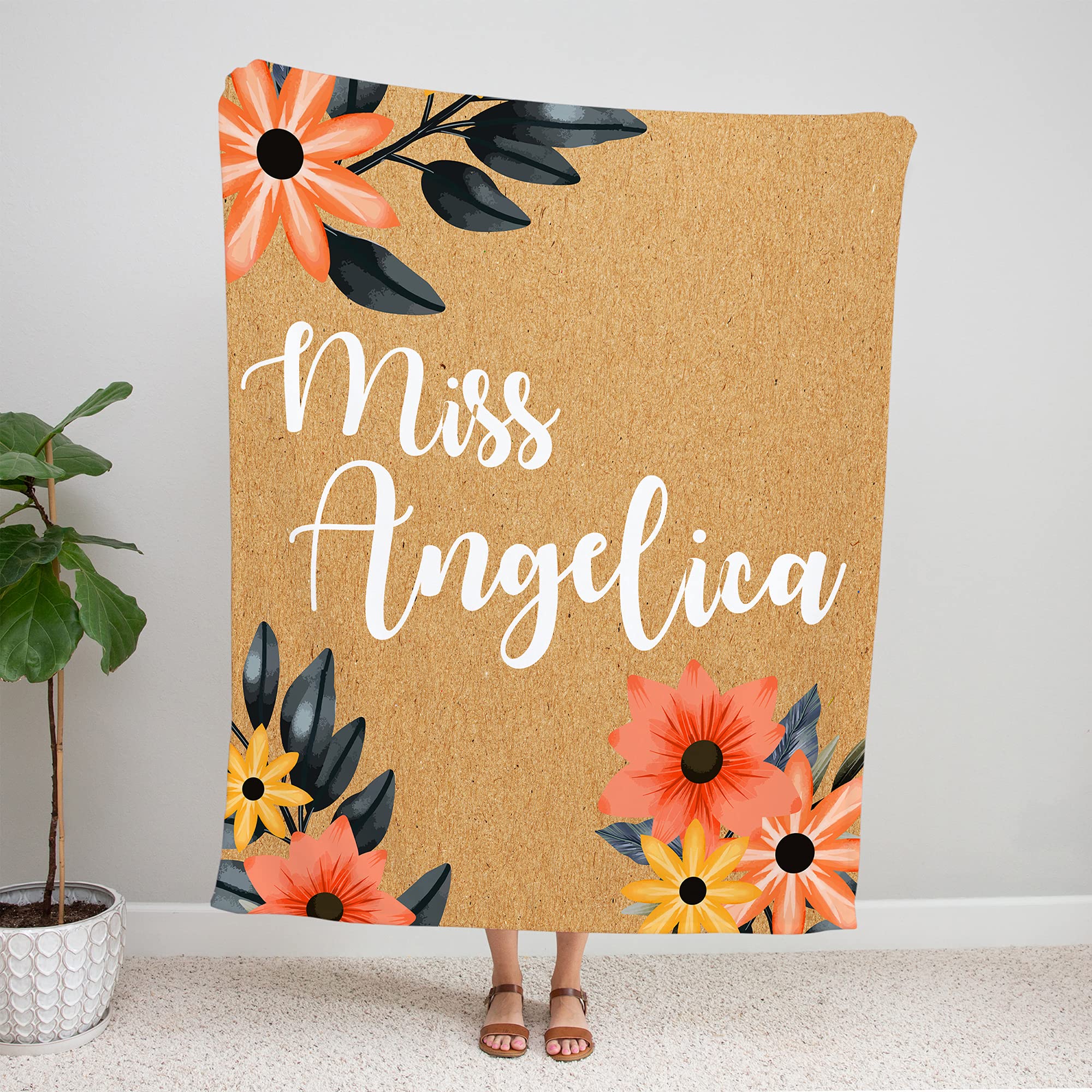Manta con nombre personalizado, manta floral personalizada, manta de flores con nombre, manta personalizada para regalo, regalo de cumpleaños, manta con nombre, regalo para ella, manta floral de forro