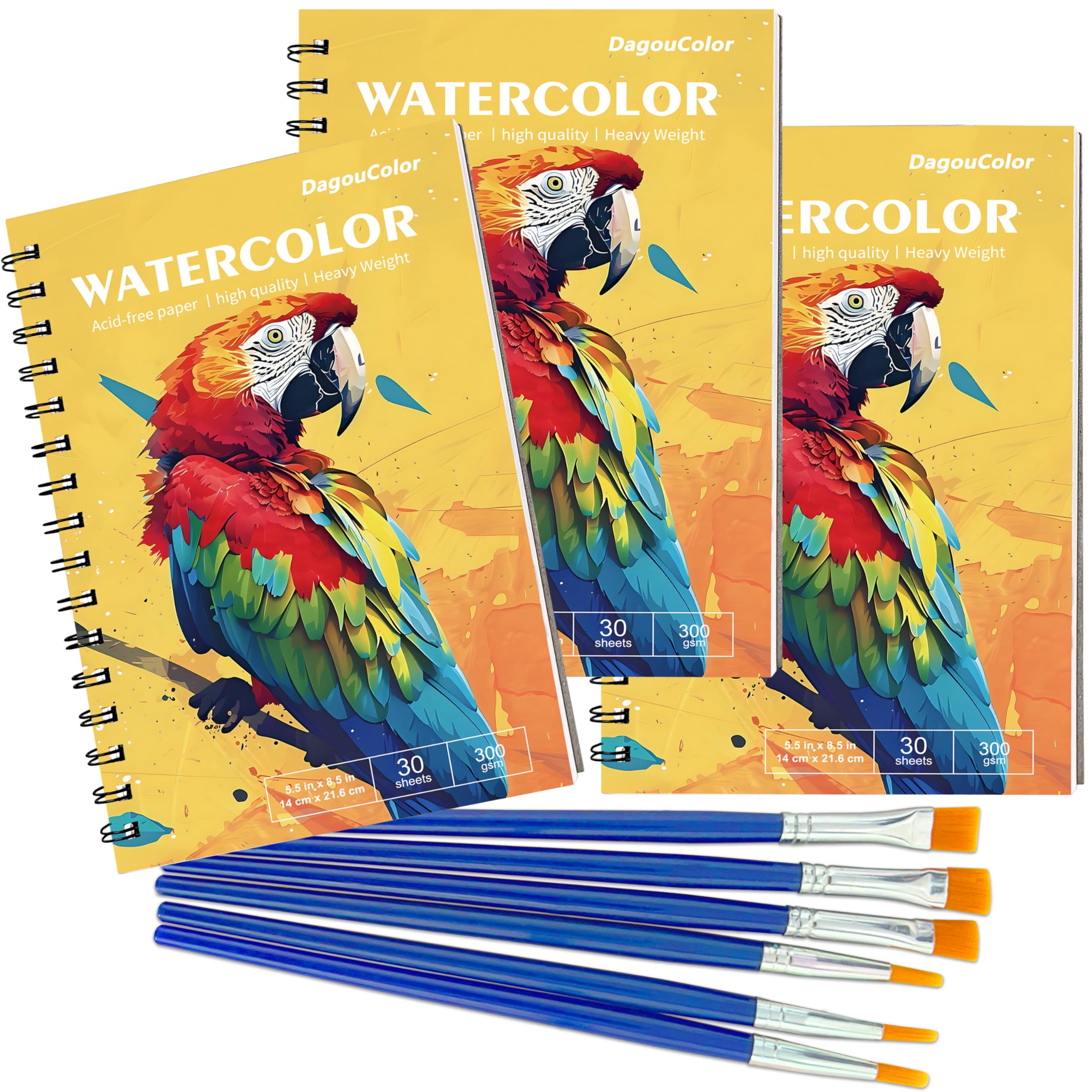 DagouColor Watercolour Paper Pad, 3-Pack 5.5"x8.5", 30 Sheets