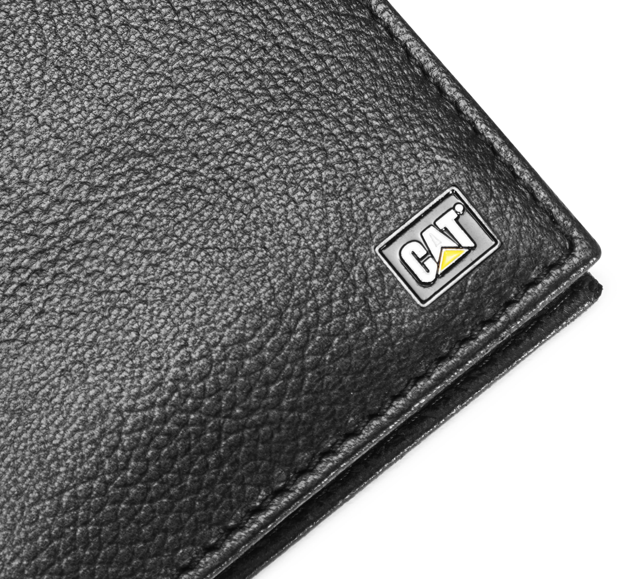 Caterpillar Cartera Plegable de Cuero para Hombre con Ventana de identificación, Color Negro, Talla única, Cartera Plegable de Cuero con Ventana para identificación