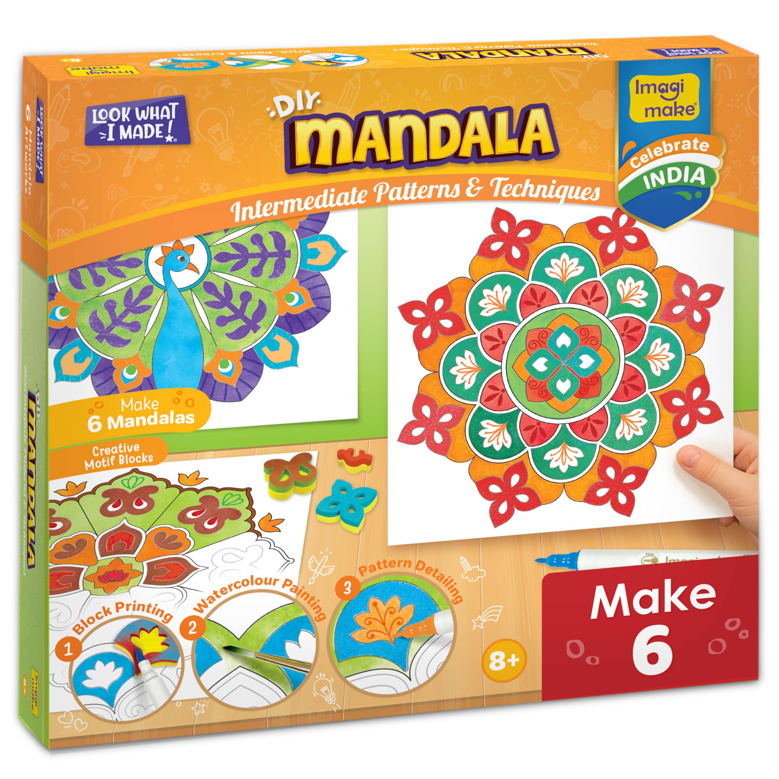 Imagimake DIY Mandala Art Kit for Girls 9-12 | Coloring & Painting Art Kit Set with Water Brush Pen & Stamps | Crafts & Gifts for Kids Age 10-12-picture-19