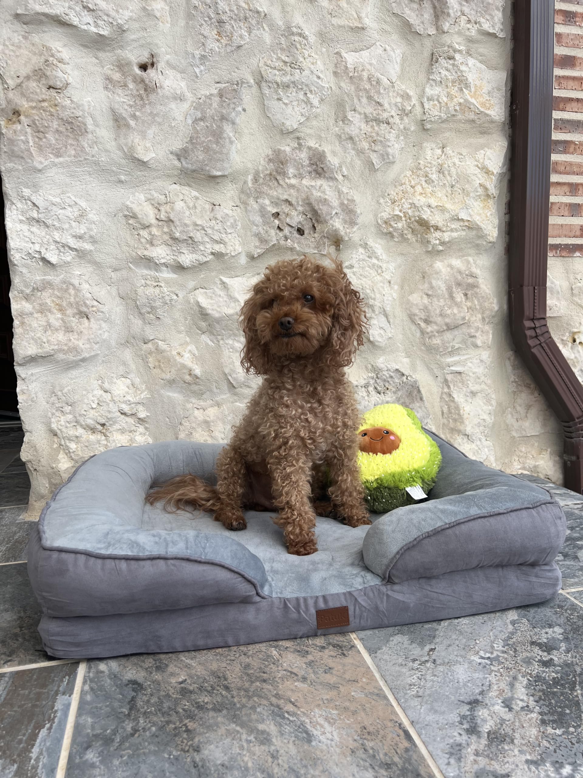 Genérico Sofá Perro Ortopédica 70 * 58 * 18 - Cama Perro Desenfundable y Lavable, Colchon Perro con Forro Impermeable y Espuma, Gris,