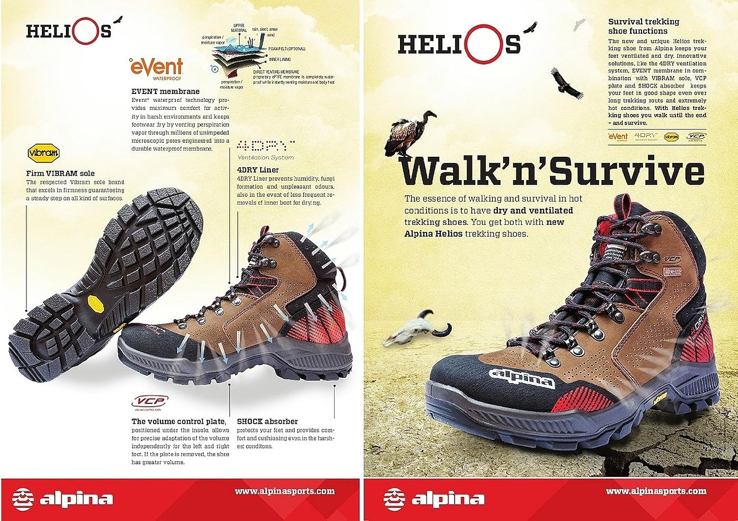 Alpina HELIOS Premium Men’s Hiking and Work Boots | 7 Inch Waterproof Full Leather Trekking Shoes with eVent Breathable Membrane | Slip-Resistant Sole | Durable All-Weather Footwear | Made in Europe