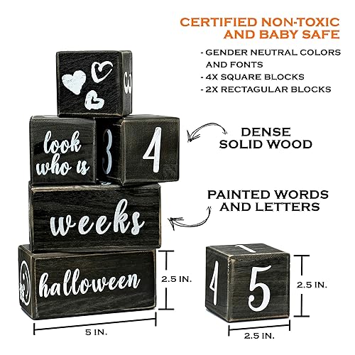 Vista 21 de Bloques de hitos mensuales rústicos para bebés, bloques de hitos para bebés, los mejores regalos de bebé para baby showers, accesorios de fotografía