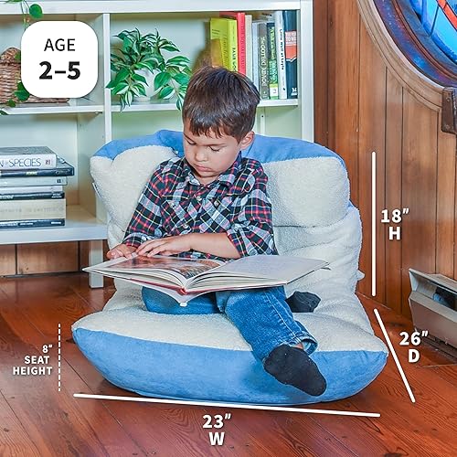 Miniatura 181 de Big Joe Roma - Puf para niños, sherpa de avena y rosa del desierto, gamuza vegana, 2 pies, ligero, recargable, asiento para niños Avena/Rosa del