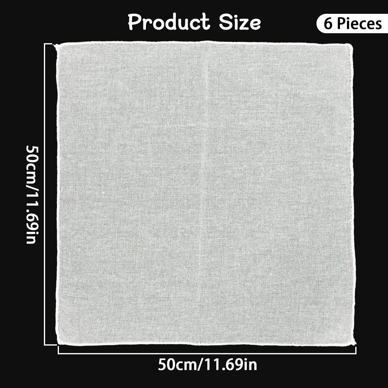 6 sztuk ścierek do wielokrotnego użytku, 50 x 50 cm ręcznik do sera i pierogów, ze zszytymi krawędziami, ściereczka filtrująca, nadaje się do prania, z czystej bawełny, ściereczki gazowe do