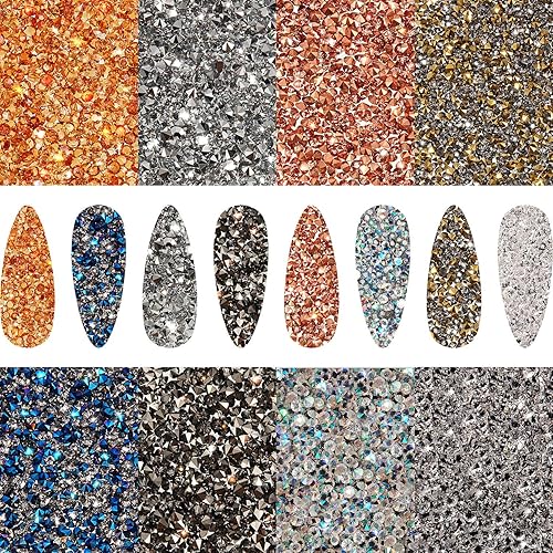 11520 Pieces Ultra Mini Micro Diamond Tiny Diamond Glass Sand Micro Rhinestones Crystal, 0.047 to 0.051 Inch for Nail Design Makeup Phone Hair Clips DIY Craft (Multi Color)