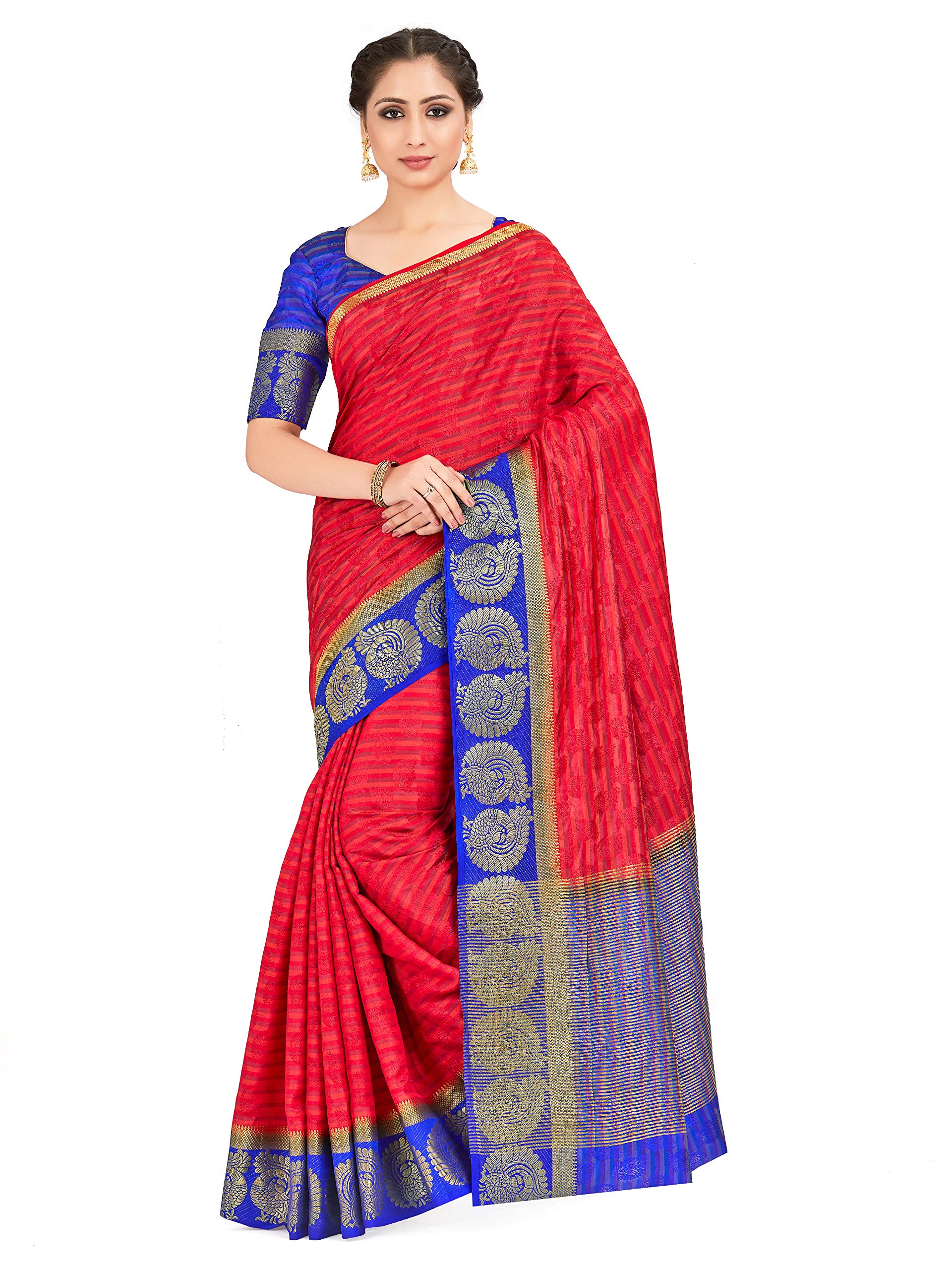 MIMOSA Kanjivaram style Art silk saree Color: Pink (4640-2597-2D-ST-RB)