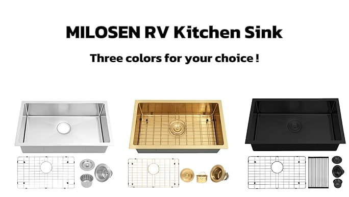 Amazon.com: MILOSEN RV Kitchen Sink, 27''×16''×7'' Stainless Steel