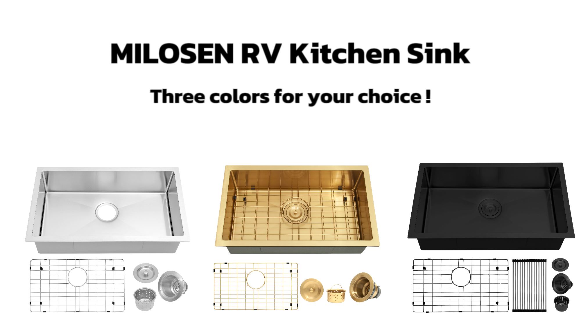 sen116　0912 Amazon.com: MILOSEN RV Kitchen Sink, 27''×16''×7'' Stainless Steel