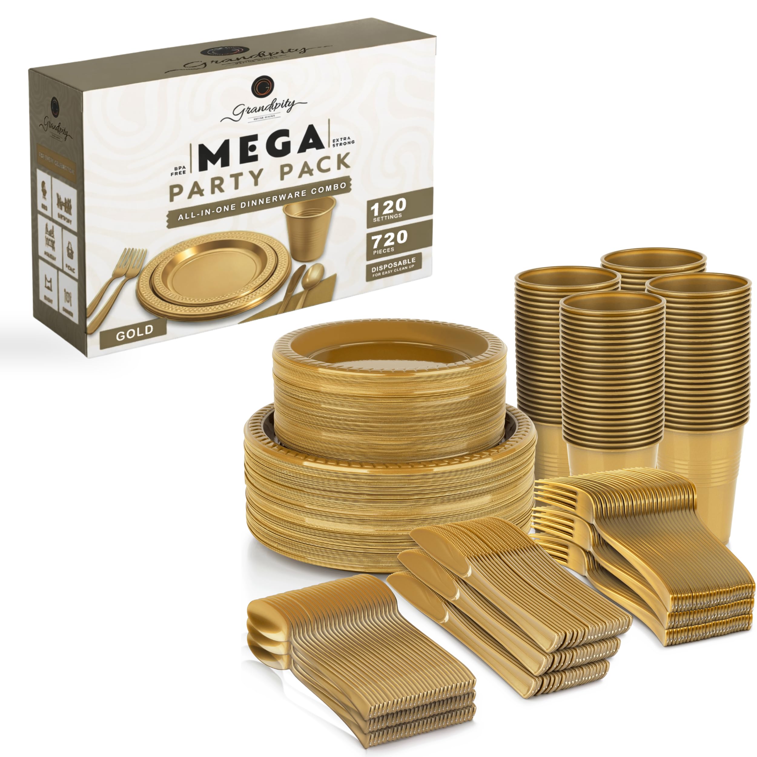 Grandipity Disposable Dinnerware Sets - 720 Piece -20
