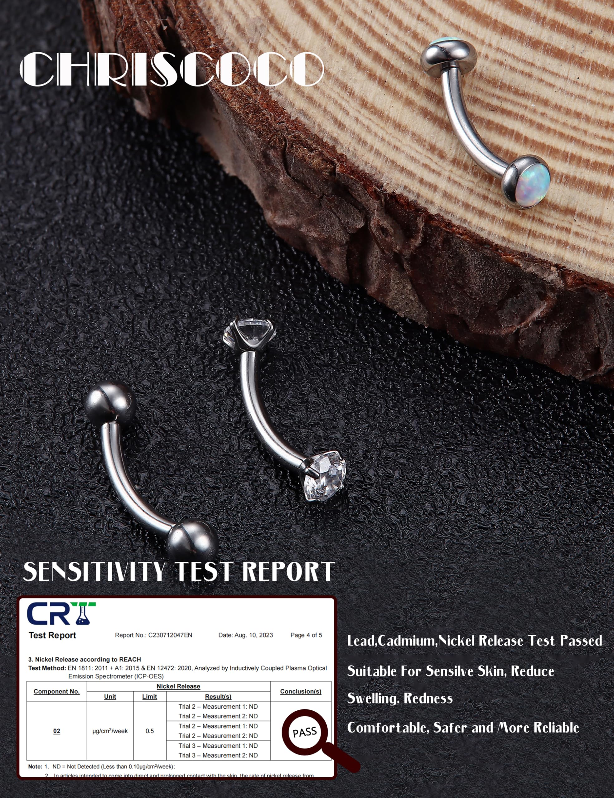 G23 Titan 16G gebogenes Barbell-Piercing für Damen und Herren, Rook-Ohrring, CZ-Opal-Kugel, Helix, Daith, Tragus, Ohrpiercing, Augenbrauenstege, Lippe, Bauchnabelstege, Rook-Piercing-Schmuck, 6 mm, 8