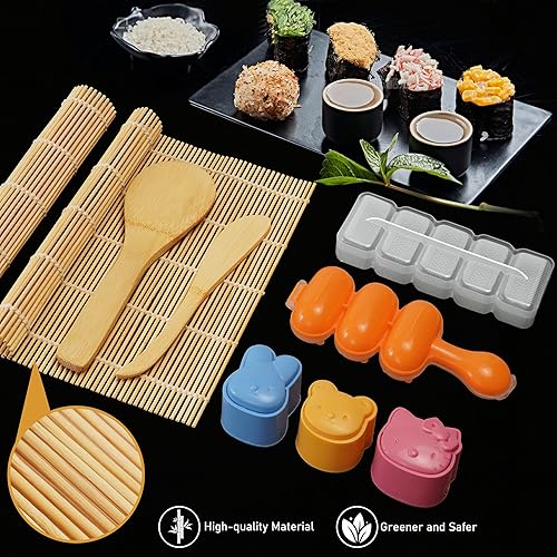 Miniatura 3 de Paquete de 31 kit de fabricación de sushi mejorado para principiantes y amantes del sushi, accesorios de cocina para hacer sushi como alfombrillas
