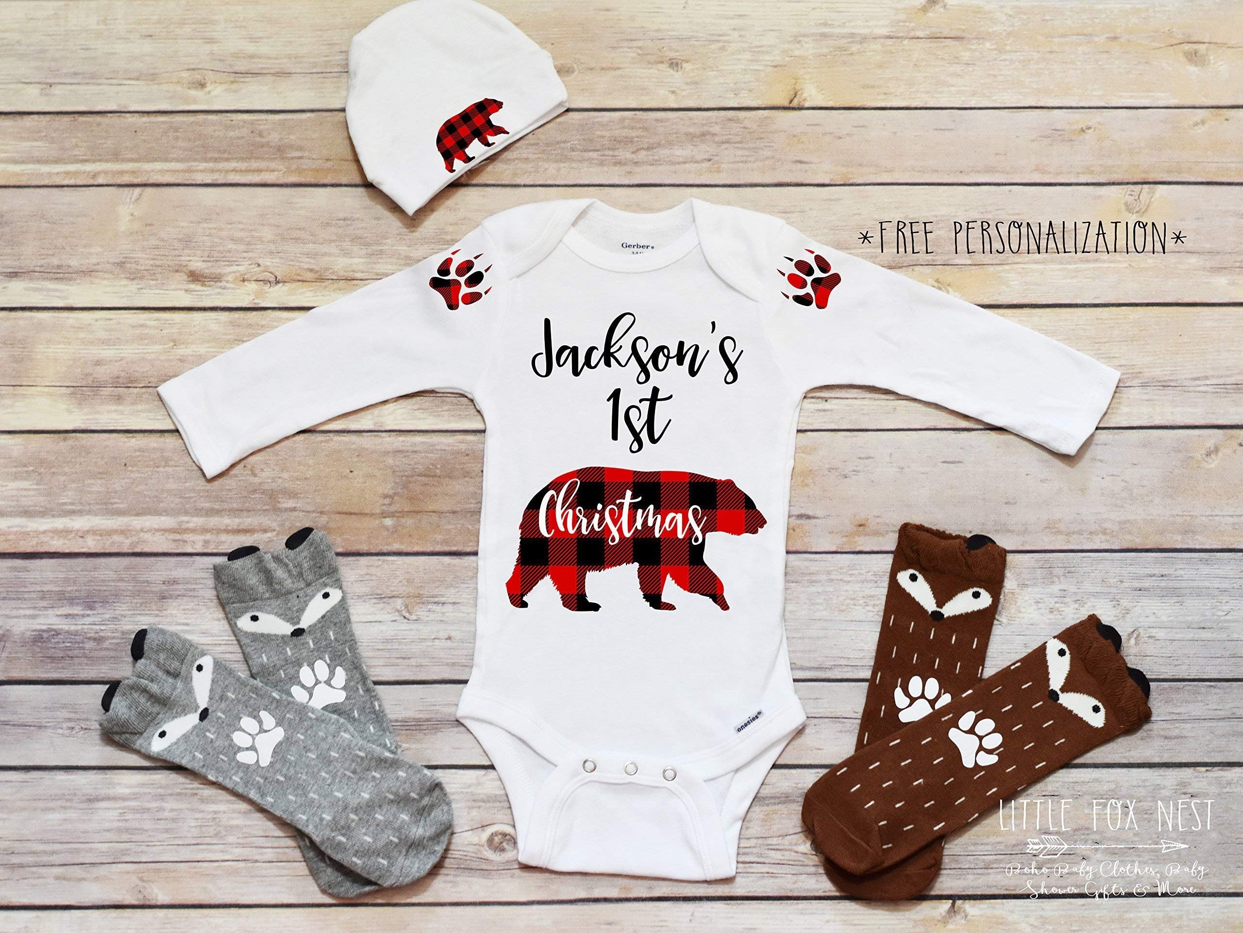 First Christmas Outfit Boy, Christmas Shirts, Christmas Onesie®, Christmas Outfit Baby Girl, Buffalo Plaid, First Christmas