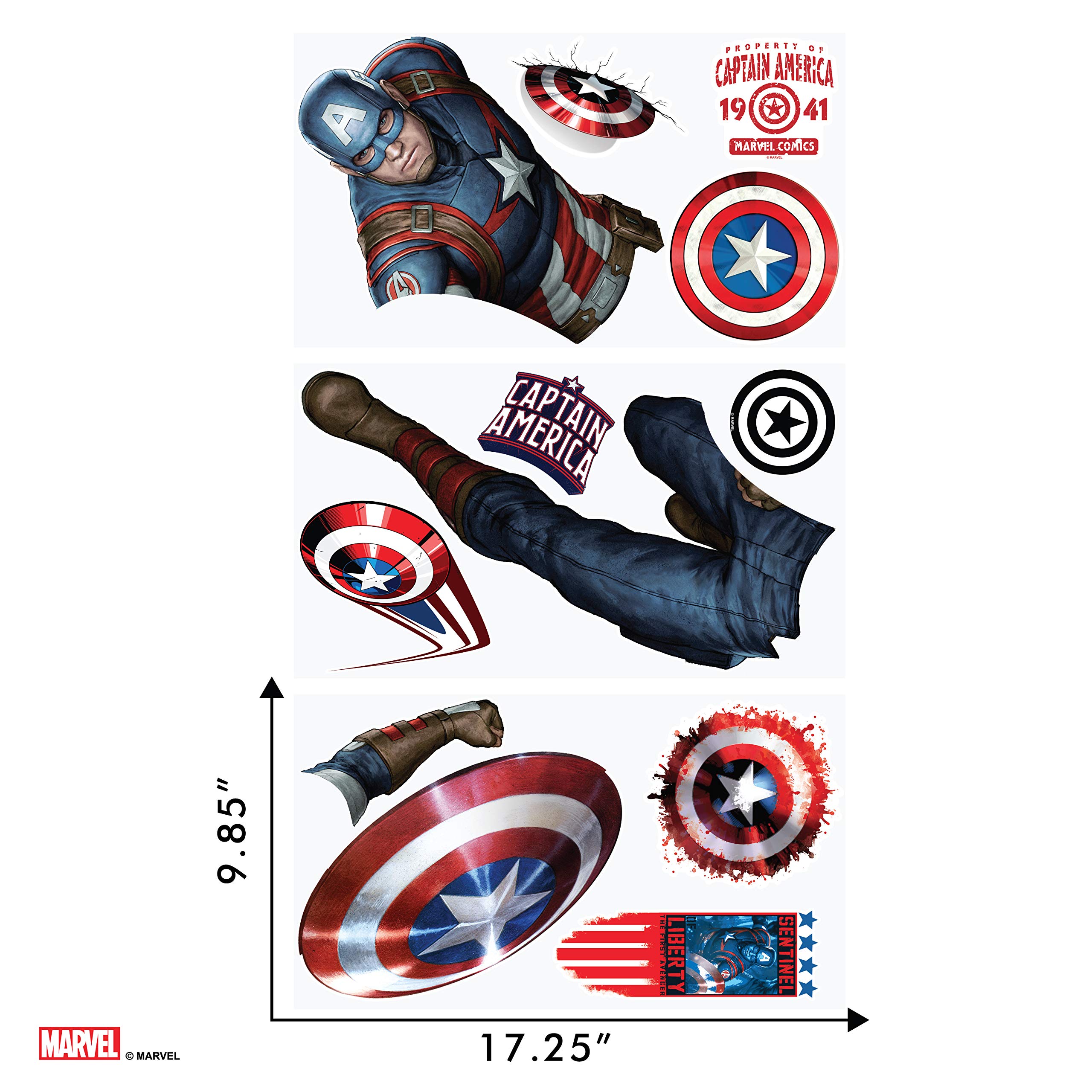 Marvel Captain America Avengers Wall Decals Captain America Wall Decor with 3D Augmented