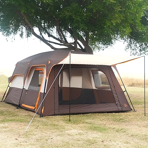 Miniatura 5 de KTT Extra Large Tent 6-10-12-14 Person(B),Family Cabin Tents,2 Rooms,3 Doors and 3 Windows with Mesh,Straight Wall,Waterproof,Double Layer,Big Tent
