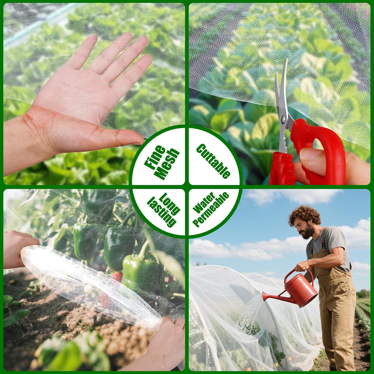 2 Pack Garden Netting, 10 x 33 FT Garden Mesh Netting, Ultra Fine Plant Net Covers, Gardening Raised Bed Barrier Row Cover, Plant Mesh Covers for Fruits Flowers Vegetables Crops