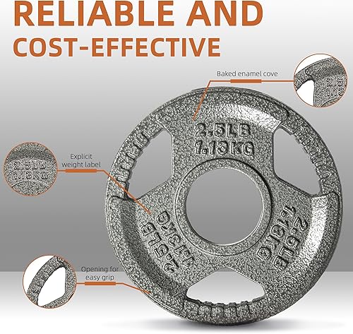 Miniatura 3 de Fitvids Olympic Cast Iron 2-Inch Weight Plate for Strength Training & Weightlifting, Home Gym, Multiple Weights Available