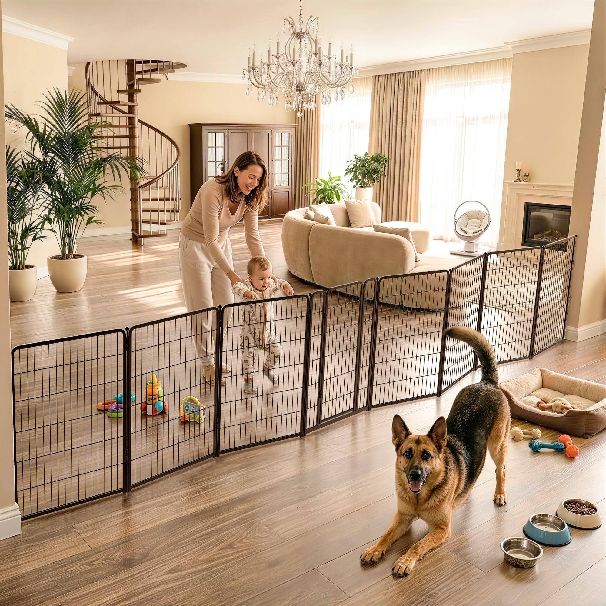 FXW Dog Gate, Extra Wide Adjustable for Openings Up to 219", 45" H