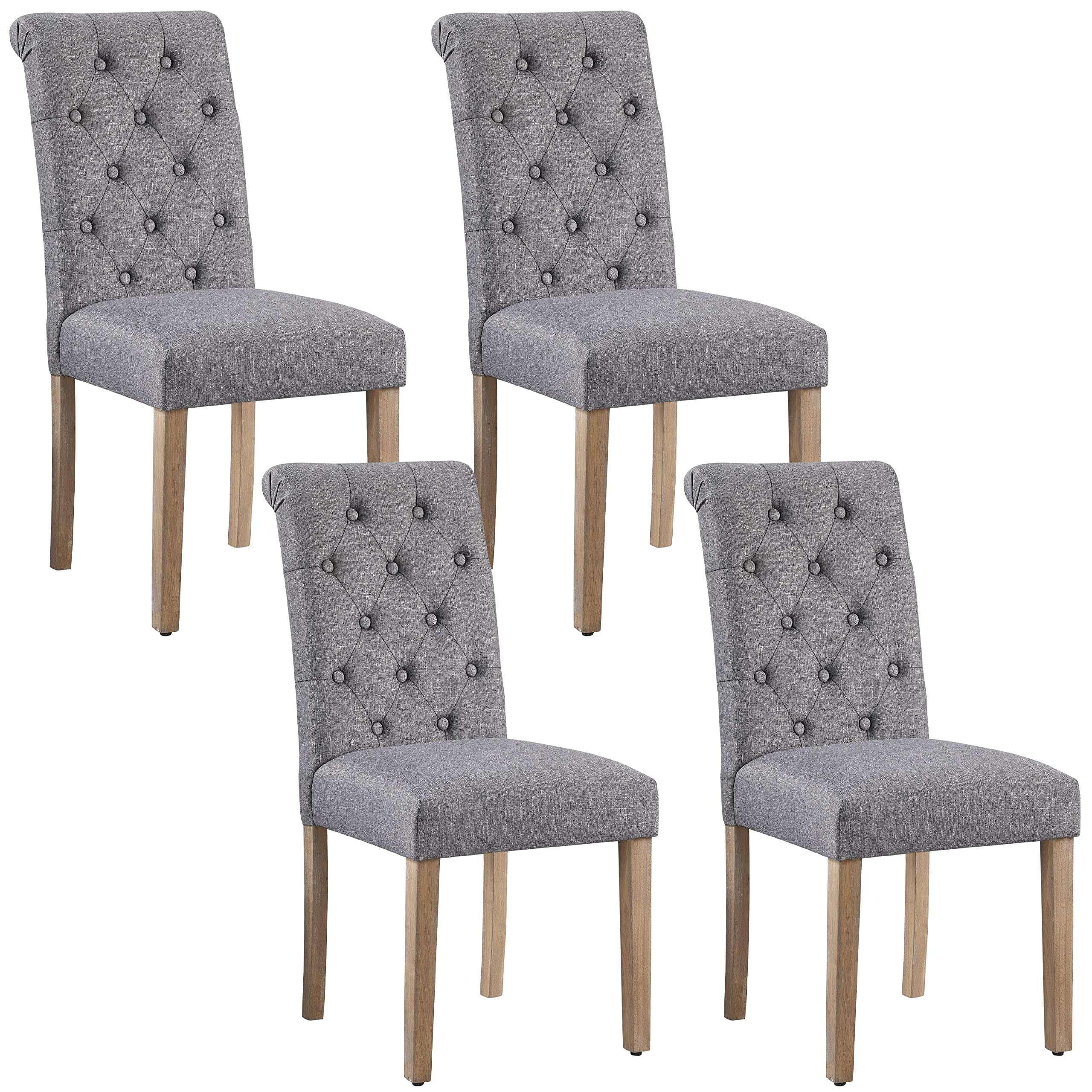 Yaheetech 4pcs Sillas de Comedor Madera Silla con Patas de Madera Sillas Comedor Cocina Salon Pack 4 Gris Oscuro
