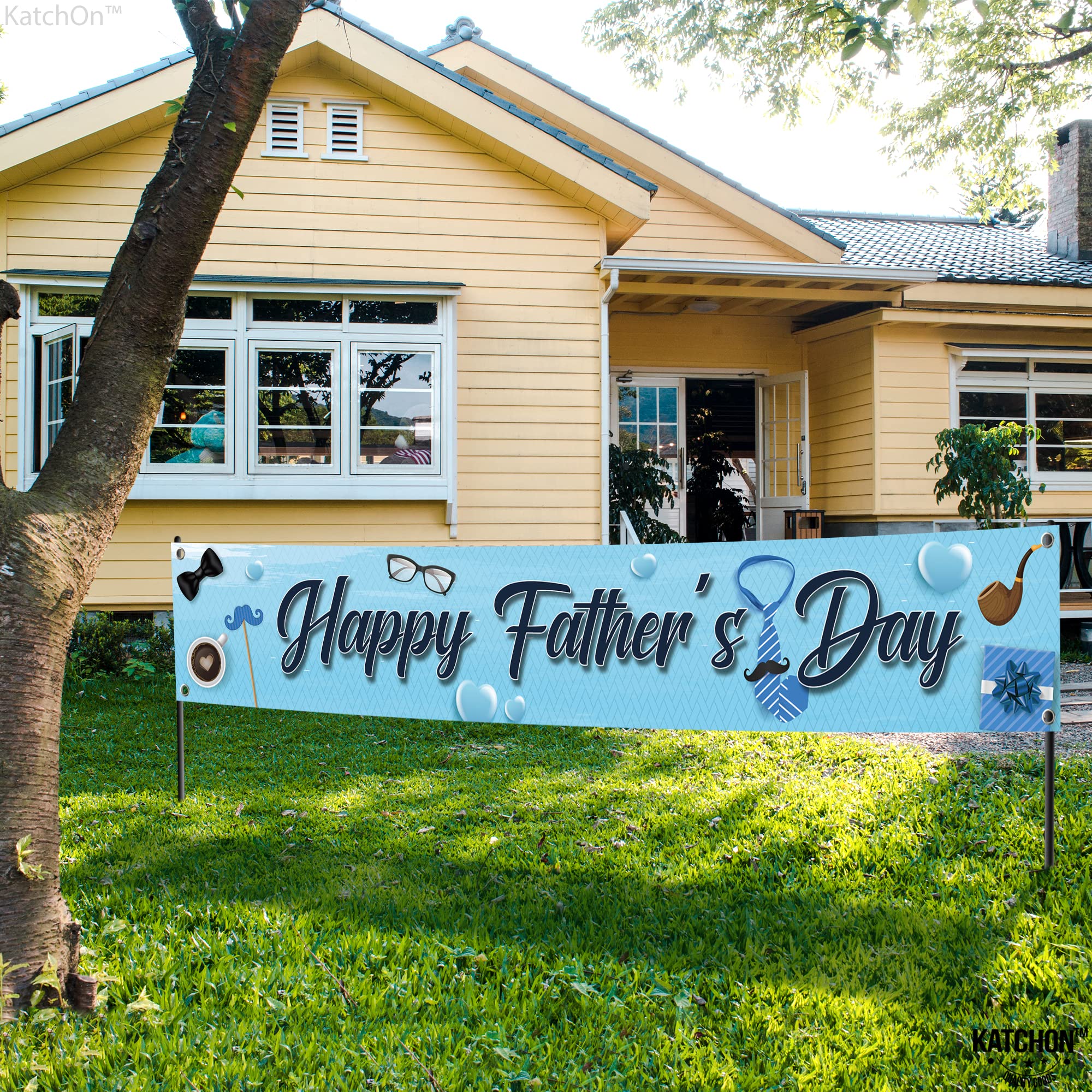 Happy Father's Day Yard Banner With Glass | Outdoor Garden Decoration For Dad | Father's Day Gift & Party Decor