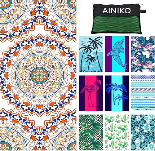 Toalla de playa de gran tamaño de microfibra, ligera, de secado rápido, para adultos y niños, para viajes al aire libre, piscina, natación, viajes,